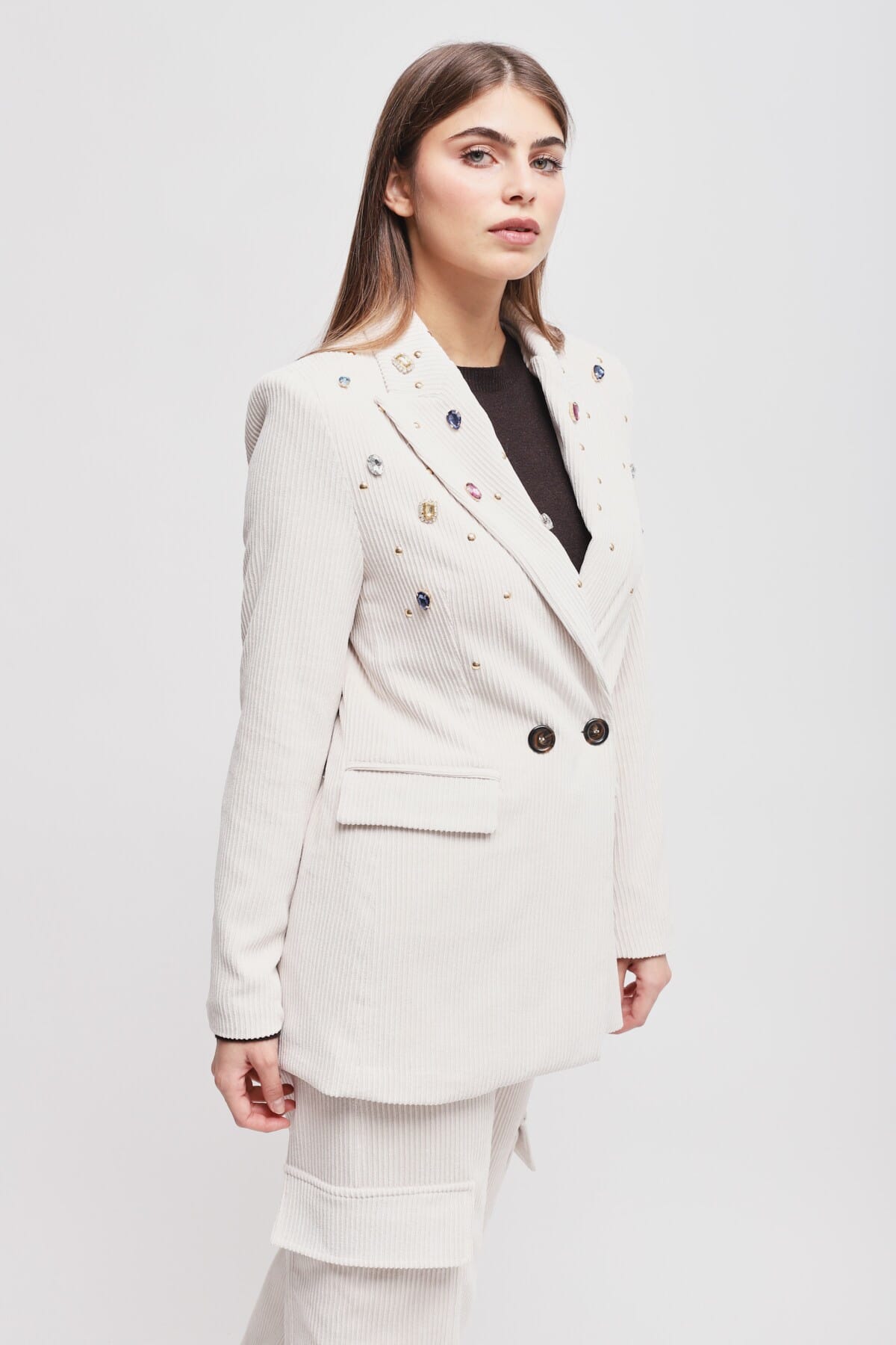 Maryley Rhinestone Corduroy Jacket