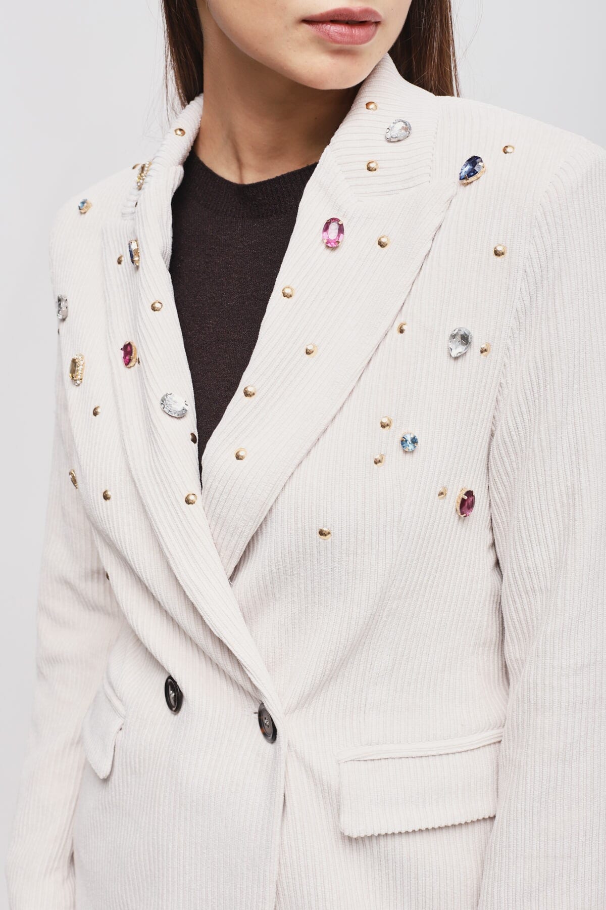 Maryley Rhinestone Corduroy Jacket