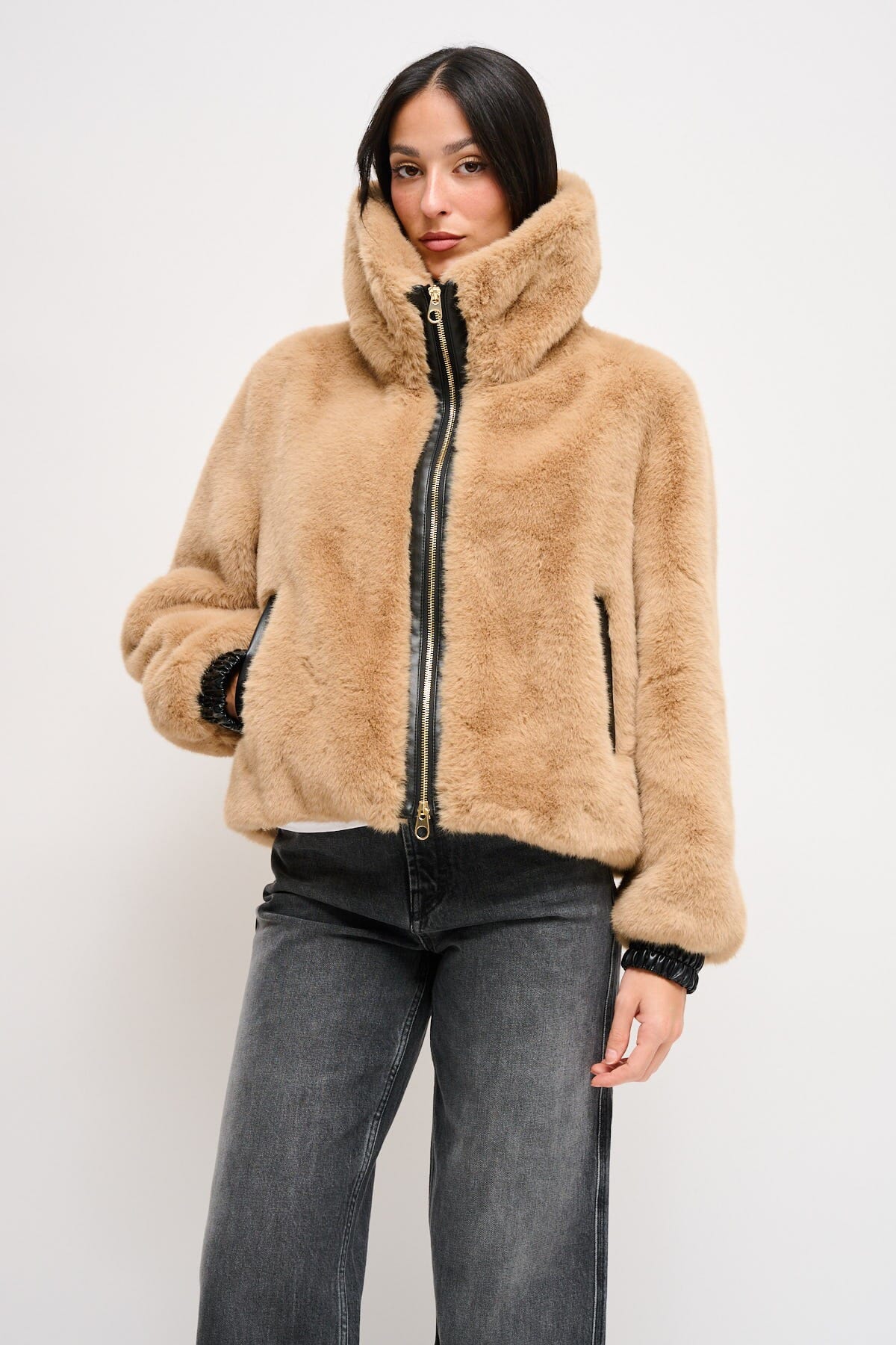 Maryley - Veste bombardier en fausse fourrure