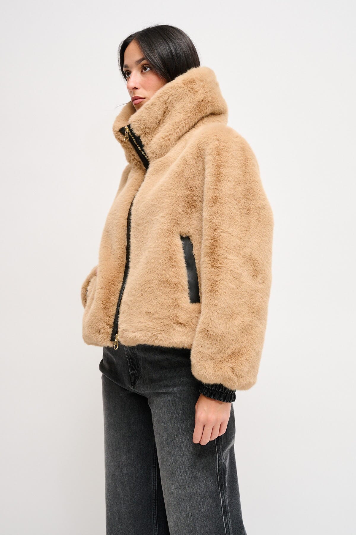 Maryley - Veste bombardier en fausse fourrure