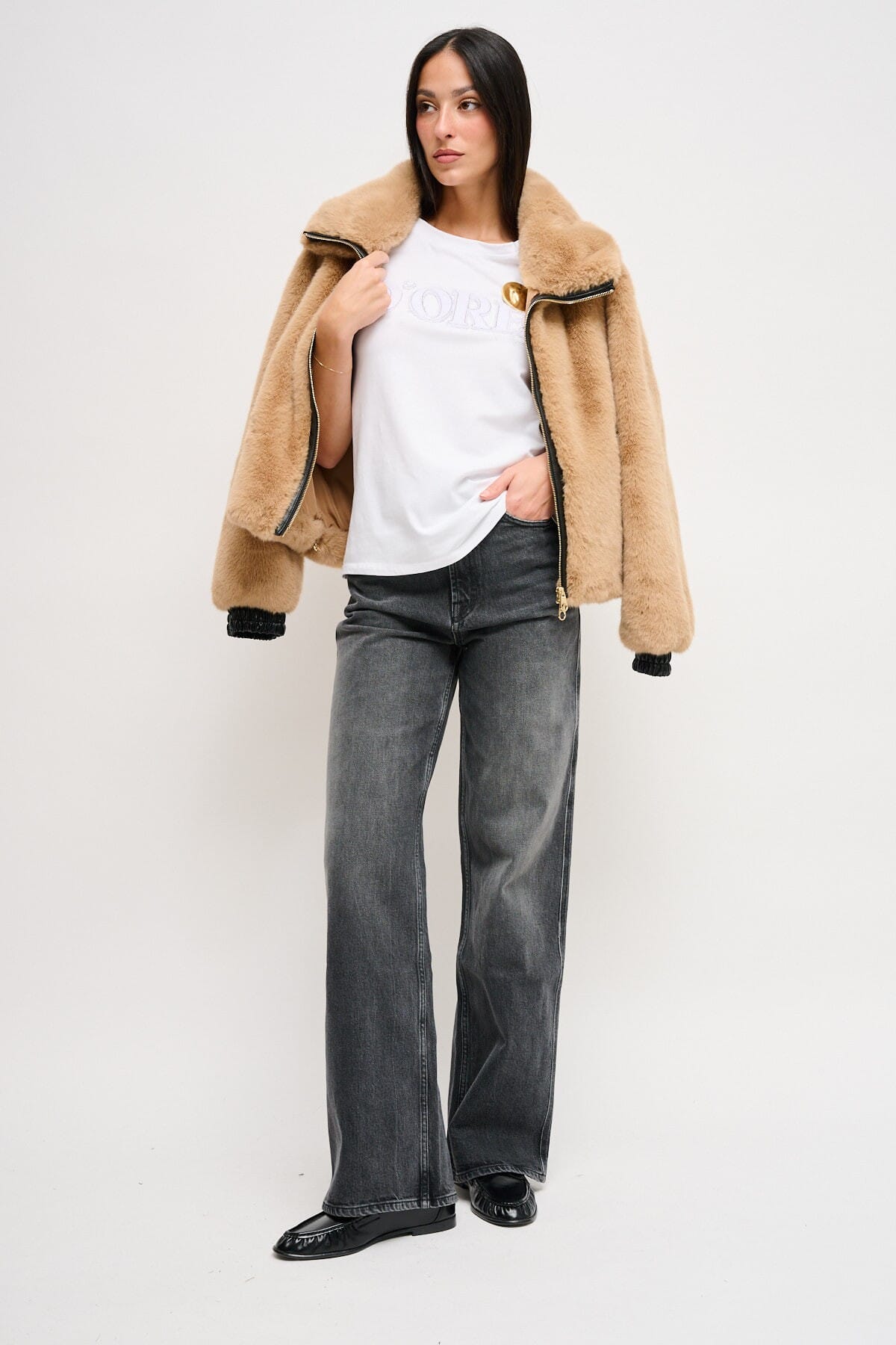 Maryley - Veste bombardier en fausse fourrure