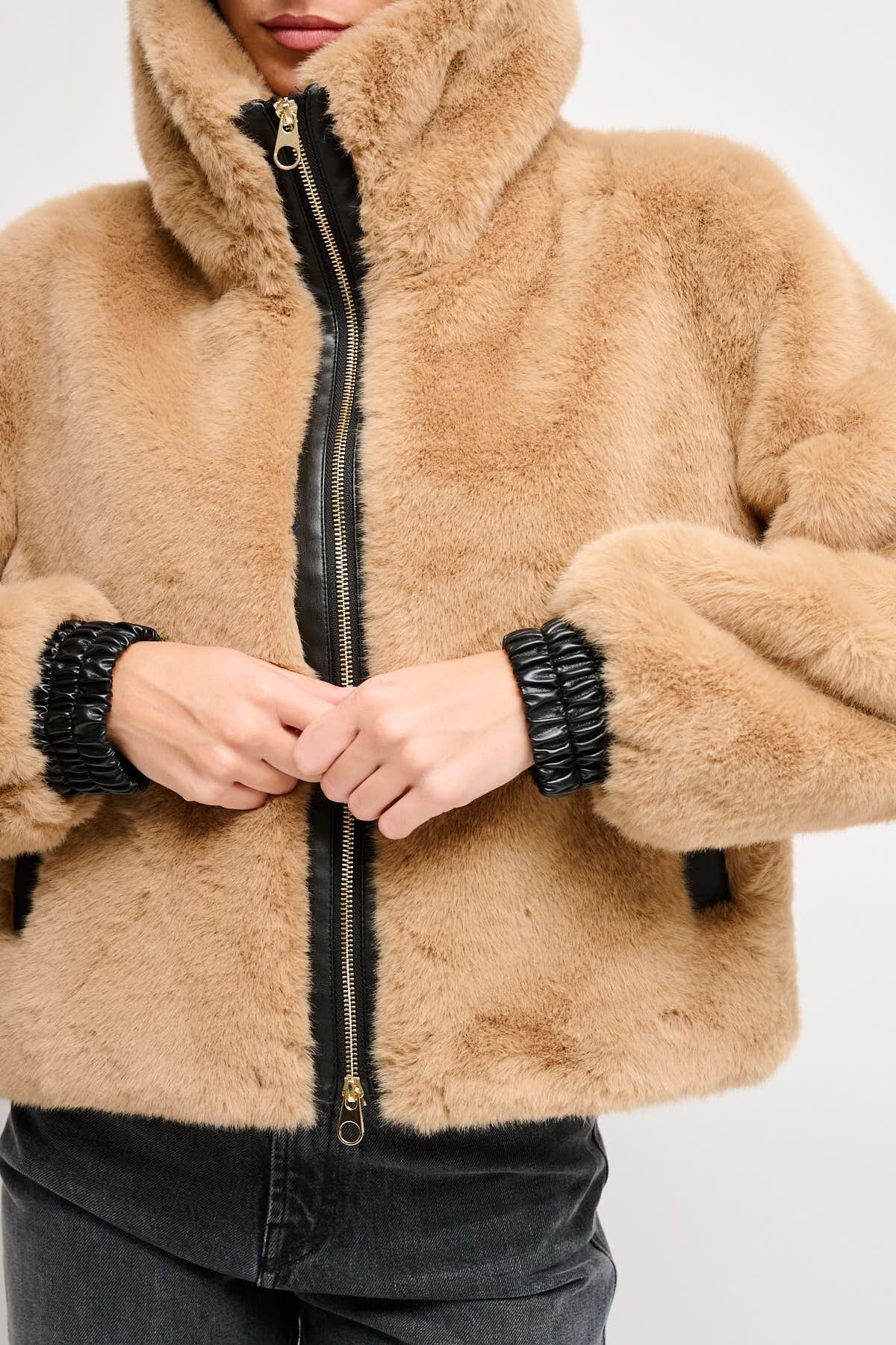 Maryley - Veste bombardier en fausse fourrure