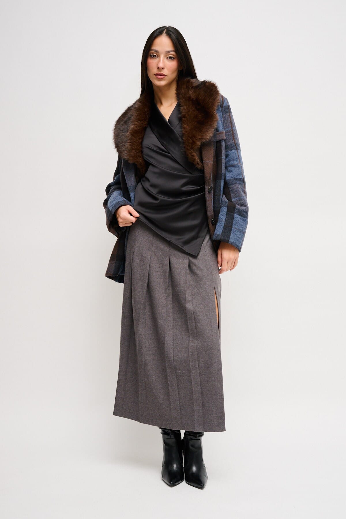 Gonna Lunga A Pieghe Larghe Con Spacco Maryley