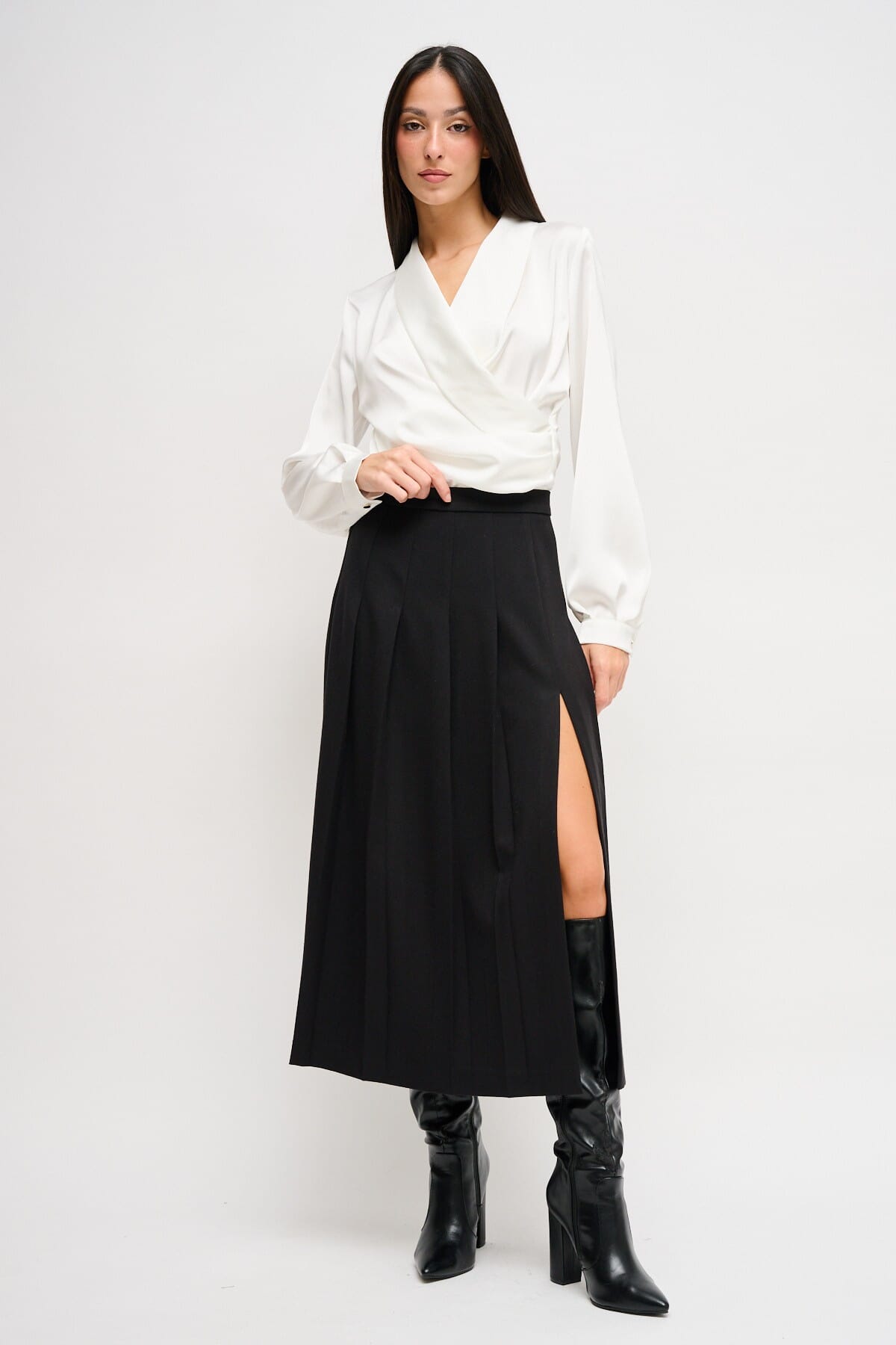 Gonna Lunga A Pieghe Larghe Con Spacco Maryley