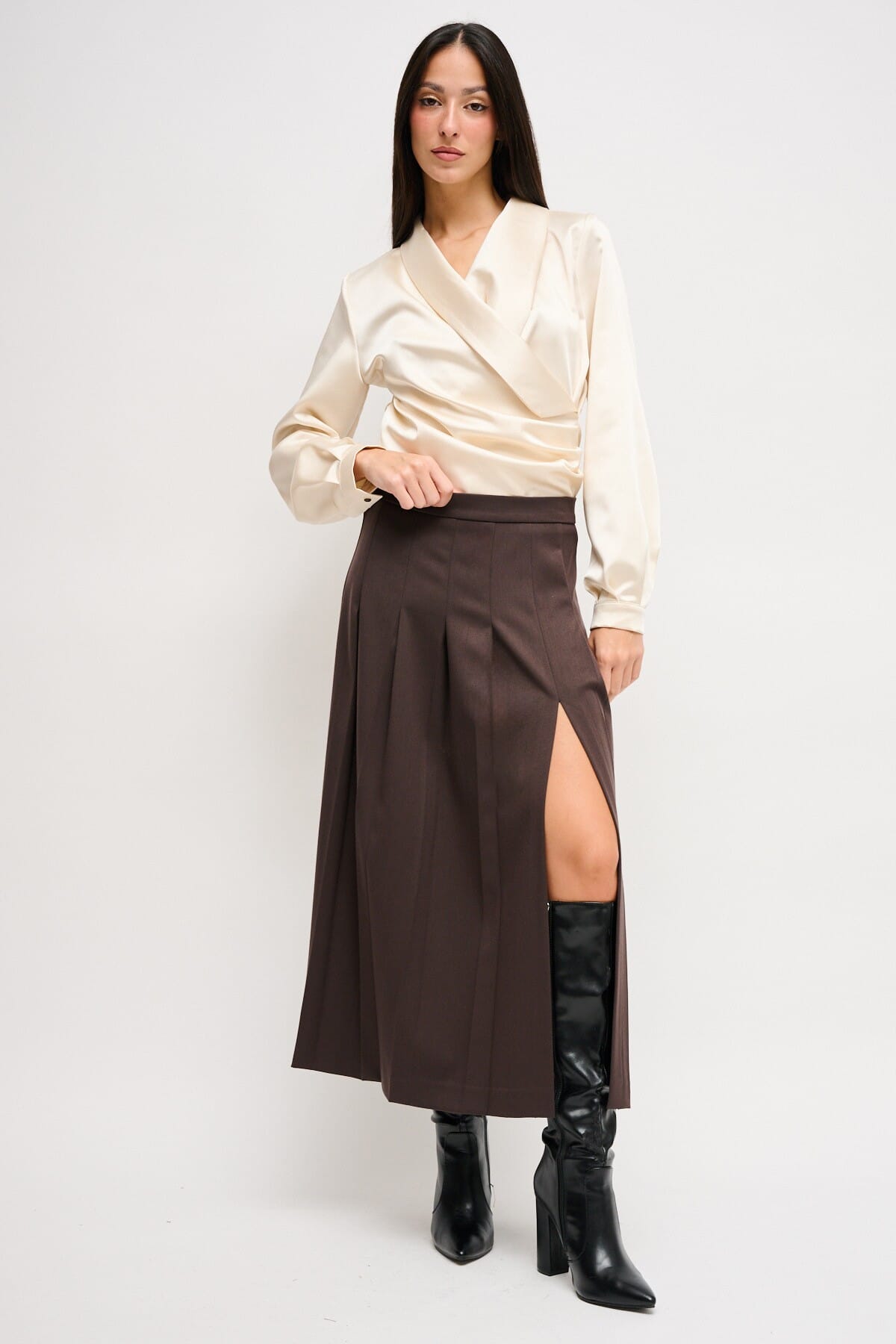 Gonna Lunga A Pieghe Larghe Con Spacco Maryley