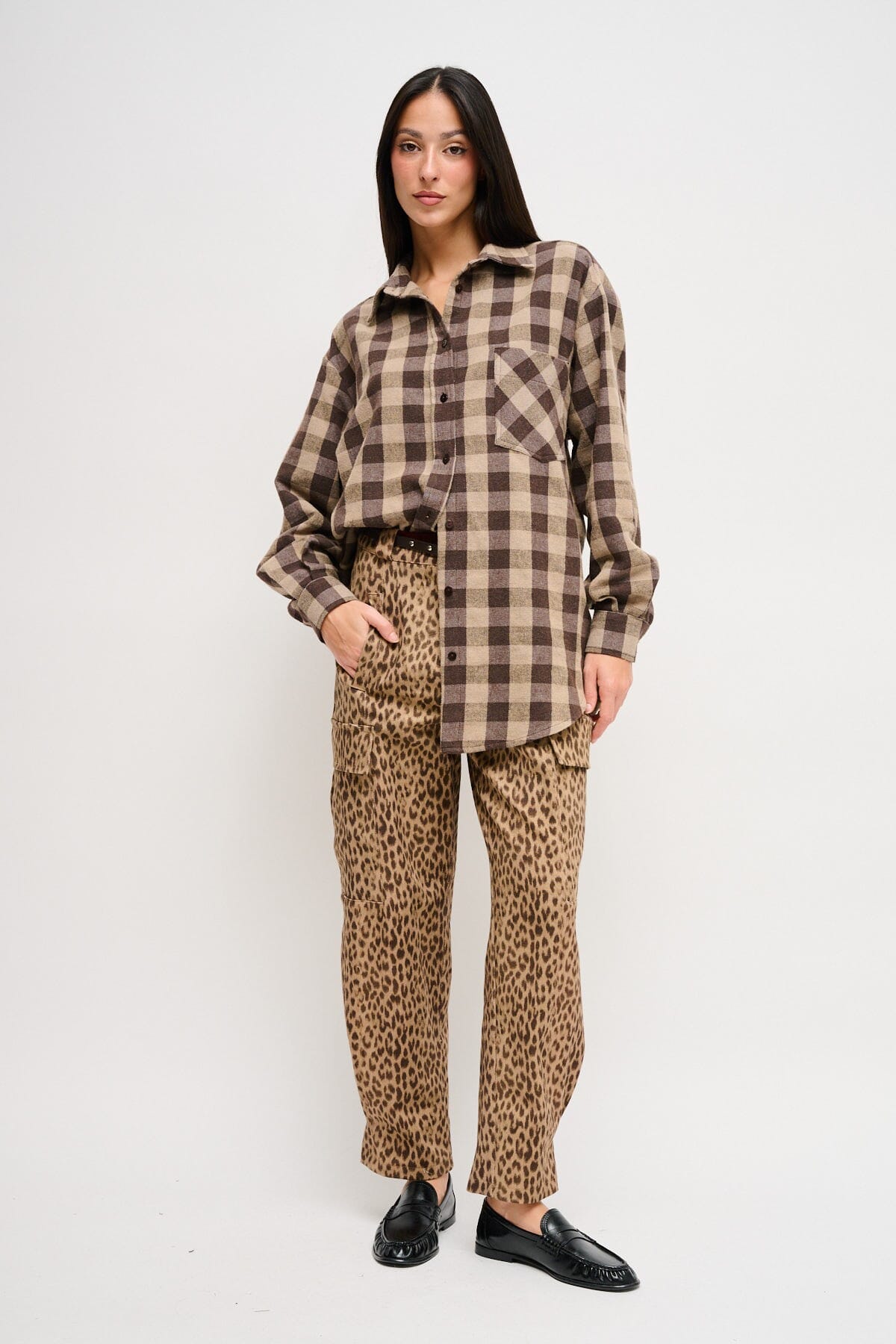 Pantaloni Leopardati Con Doppia Cintura Maryley