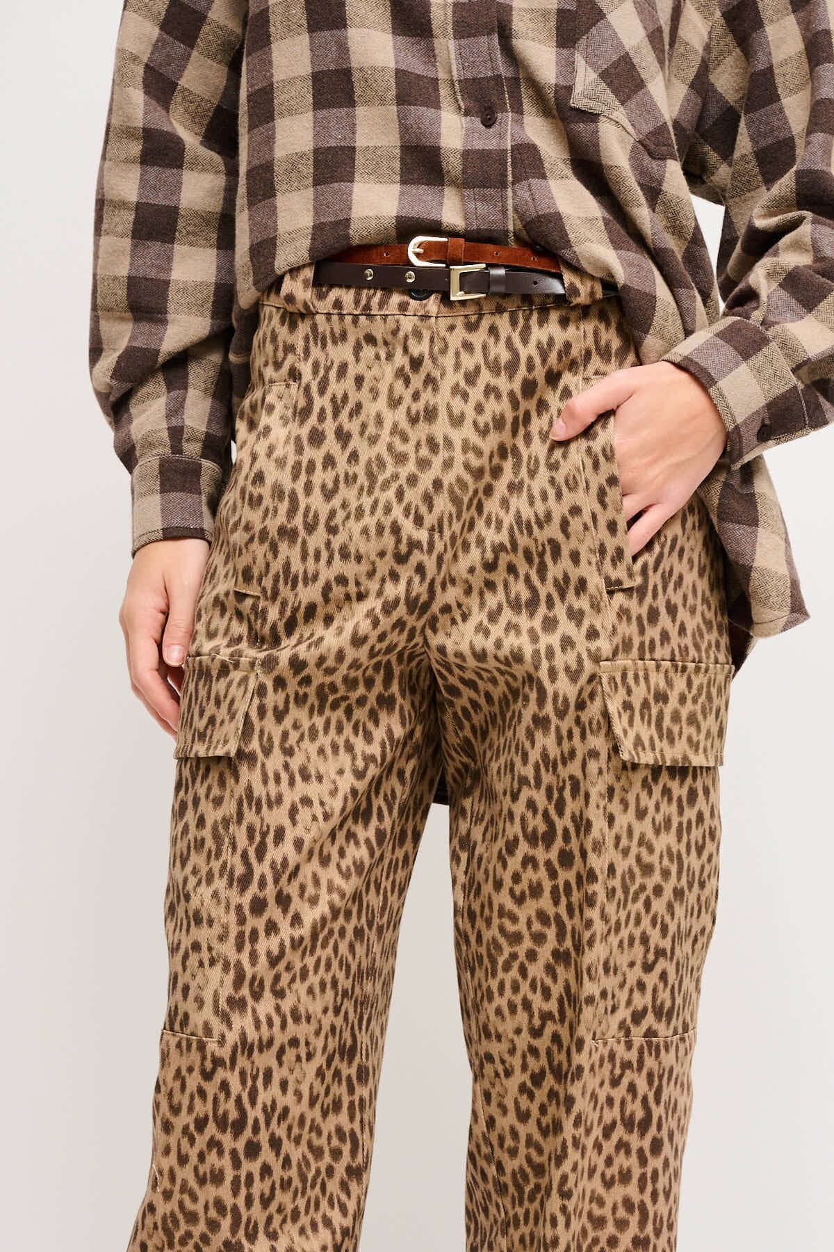 Pantaloni Leopardati Con Doppia Cintura Maryley