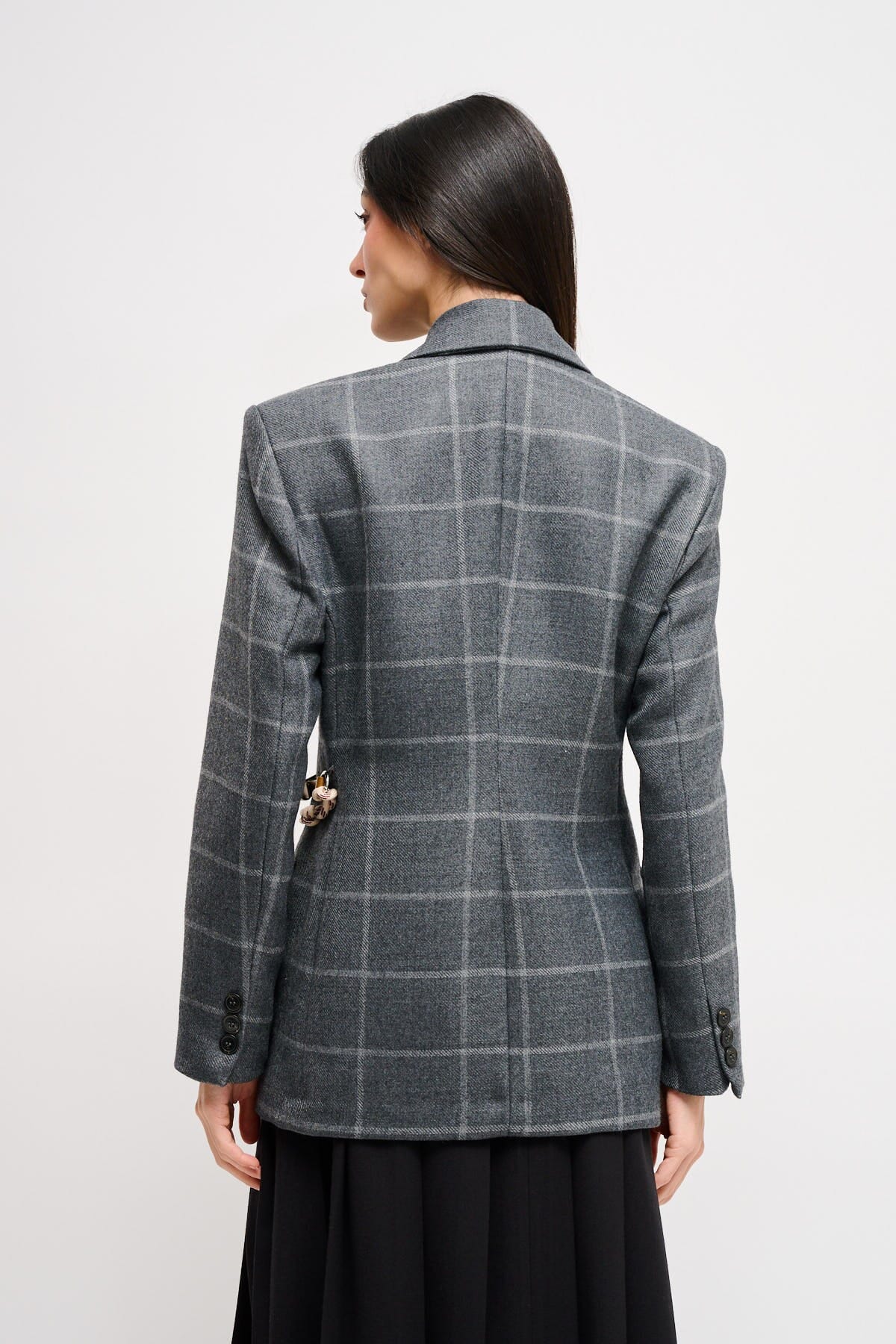 Giacca Check Con Cinturino In Vita Maryley