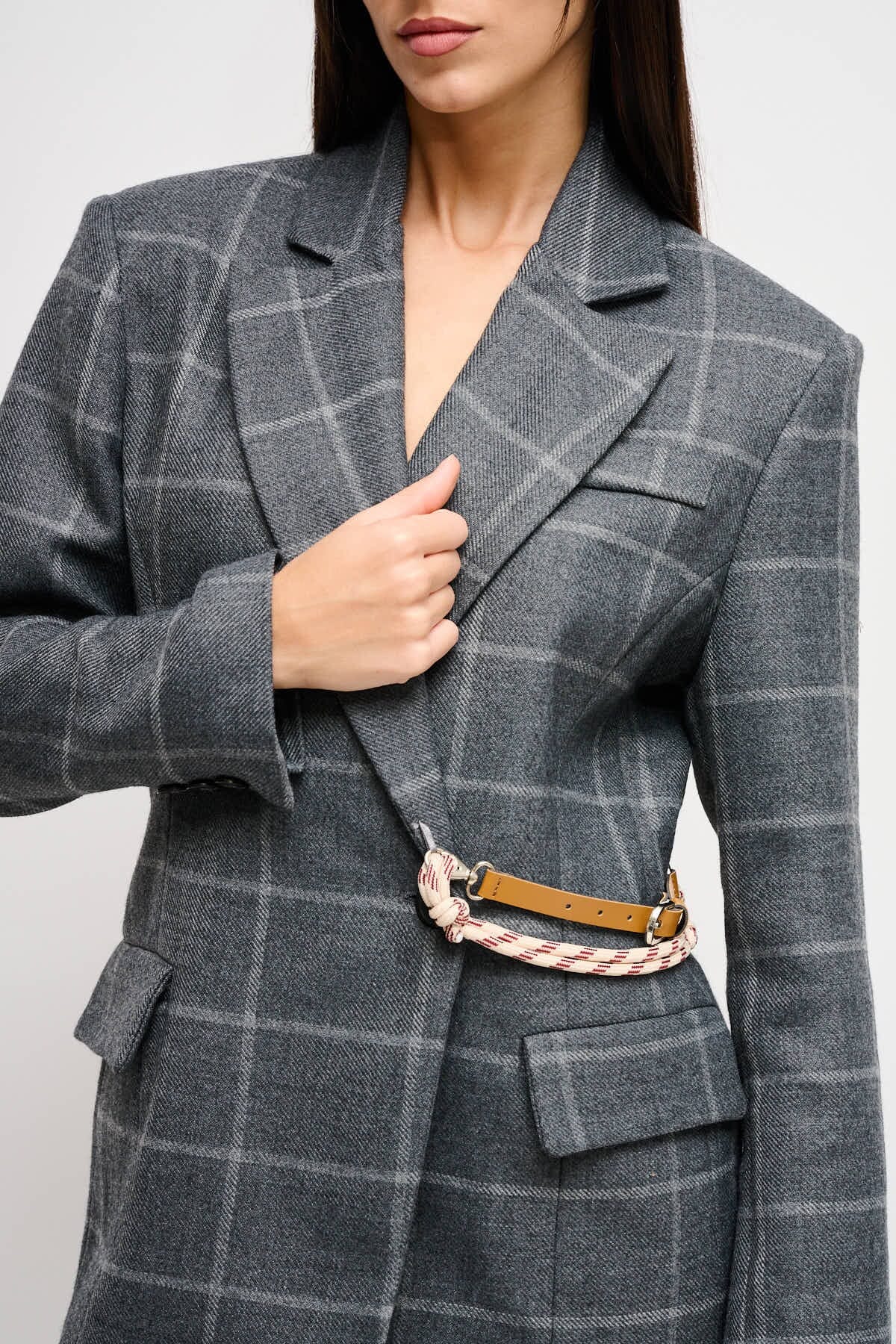 Giacca Check Con Cinturino In Vita Maryley