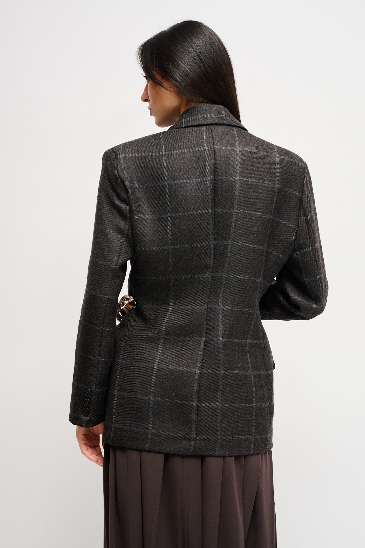 Giacca Check Con Cinturino In Vita Maryley