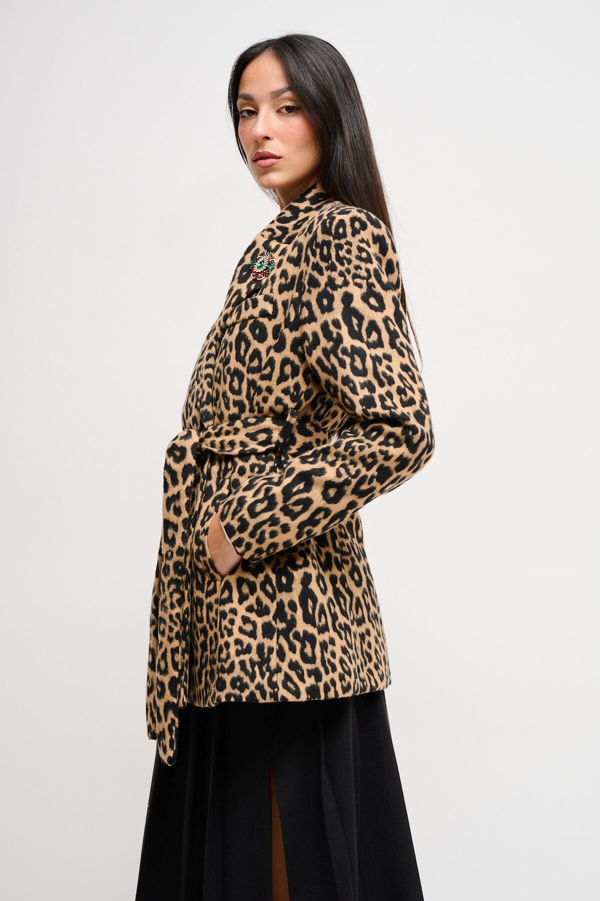 Leopard Print Jacket With Maryley Sash