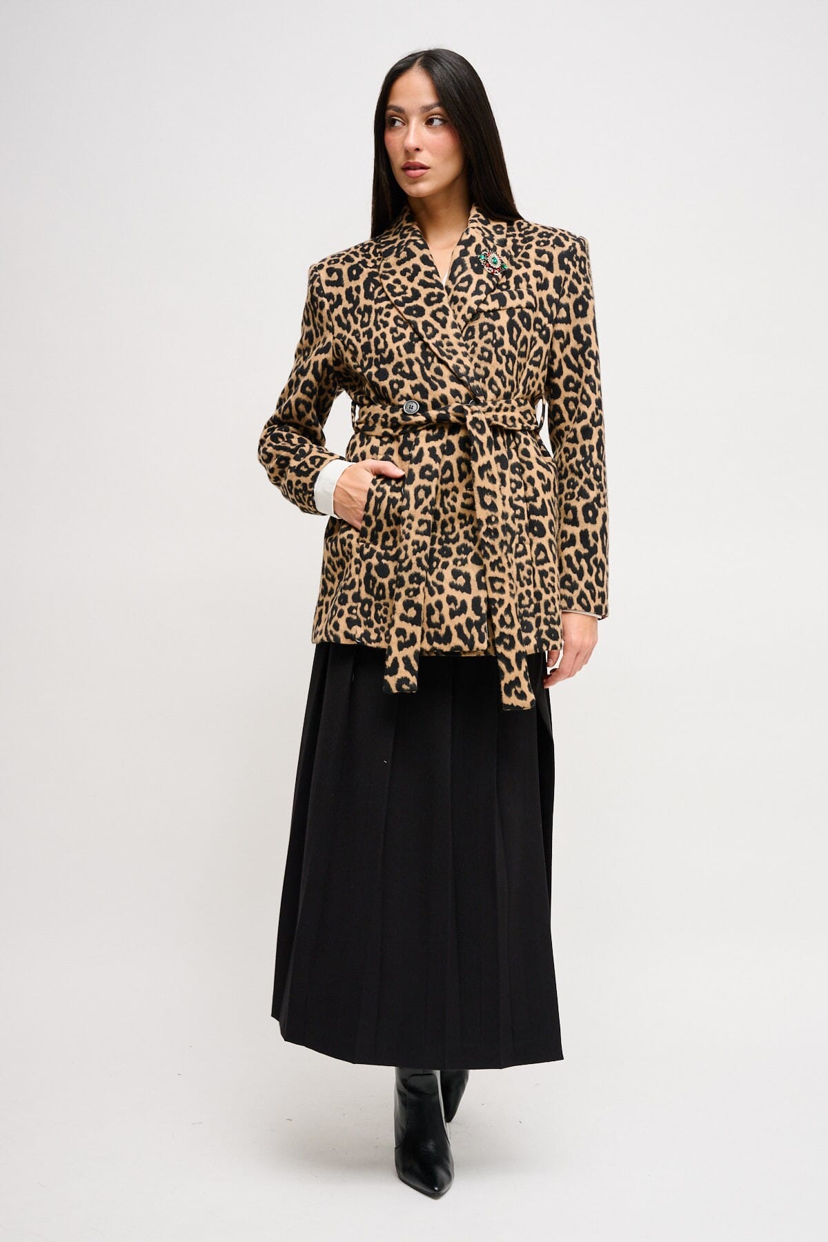 Leopard Print Jacket With Maryley Sash