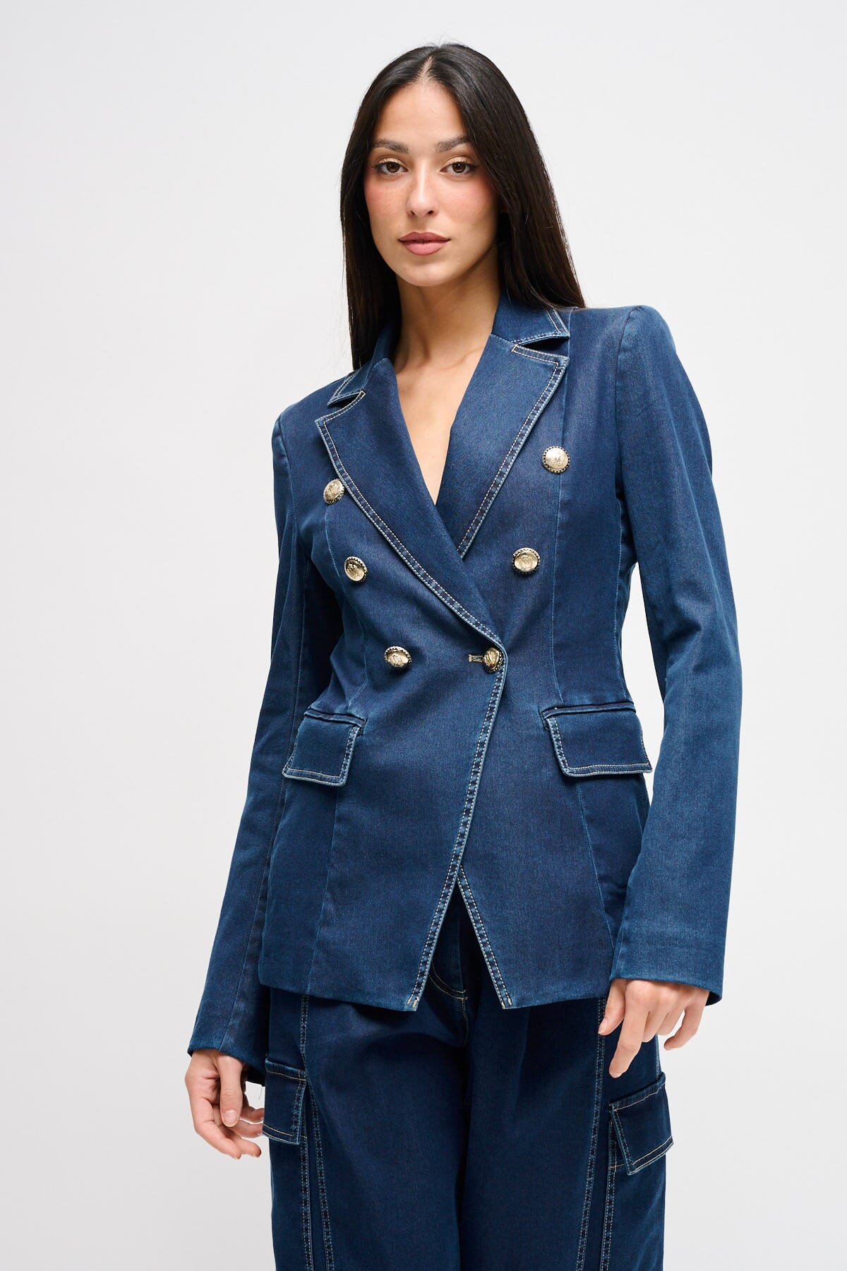 Maryley Denim Veste à double boutonnage