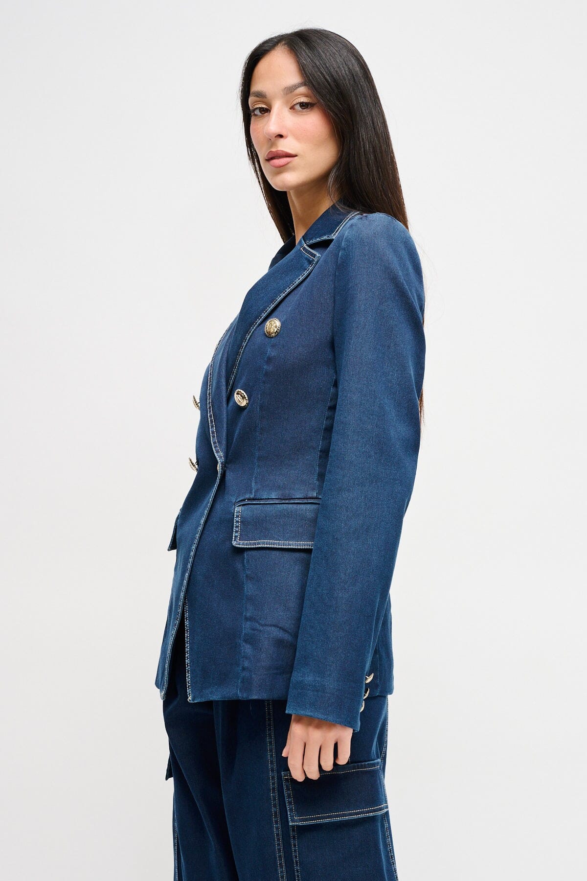 Maryley Denim Veste à double boutonnage