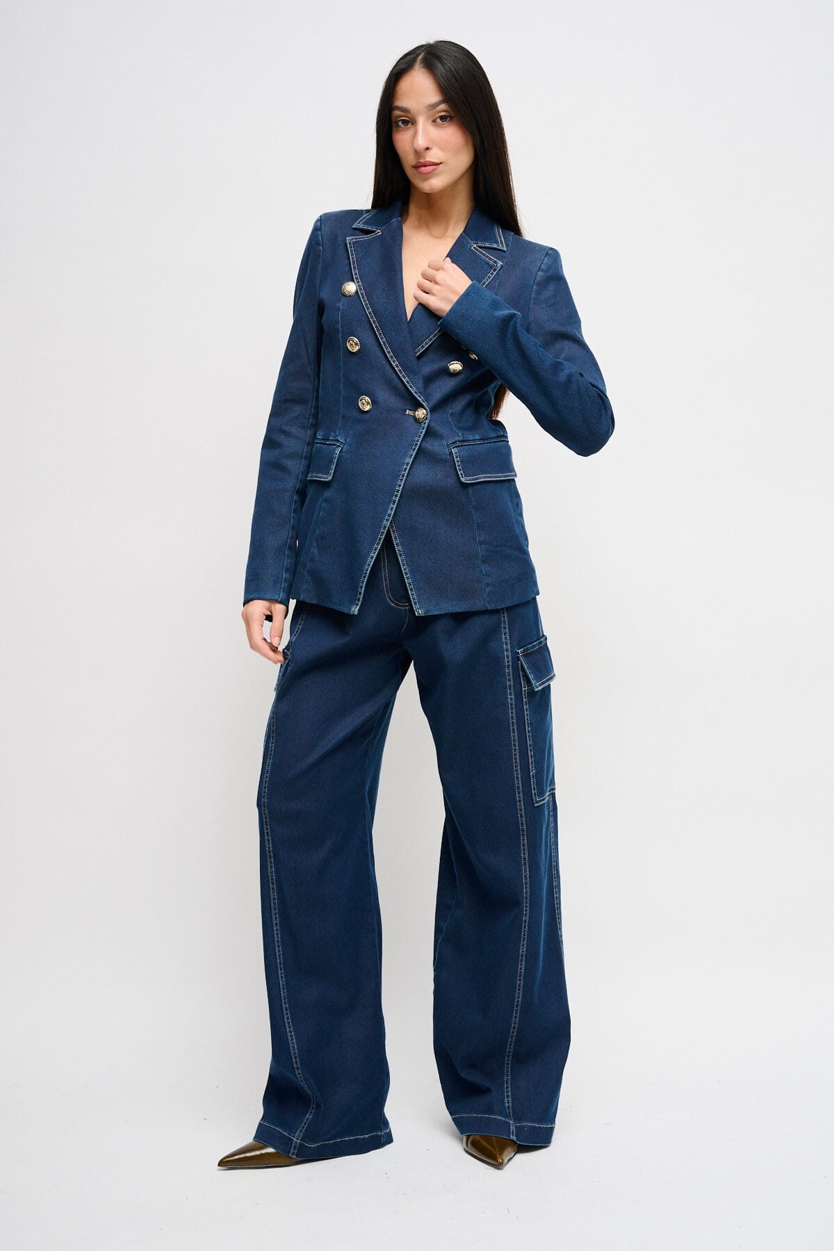 Maryley Denim Veste à double boutonnage