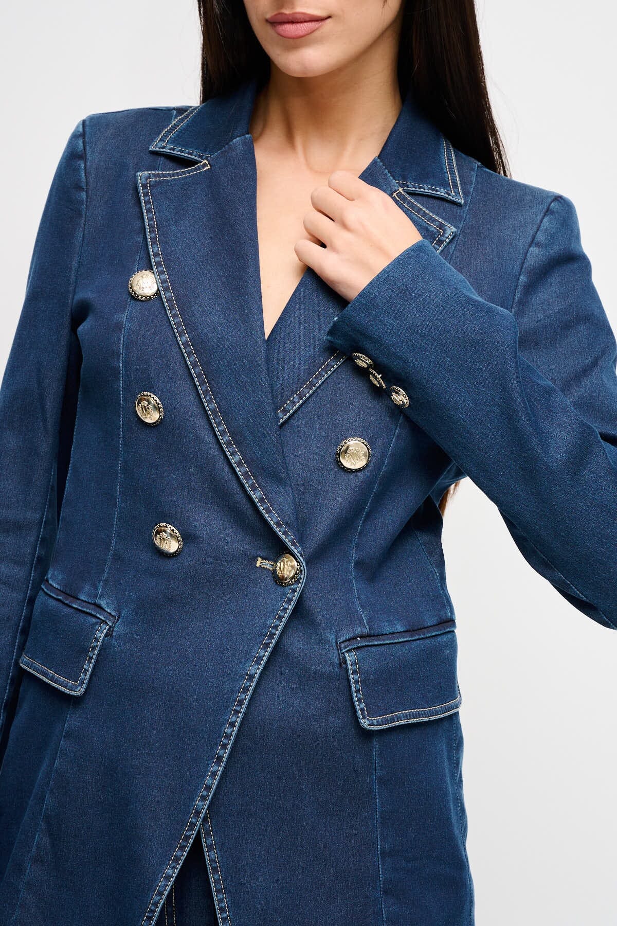 Maryley Denim Veste à double boutonnage