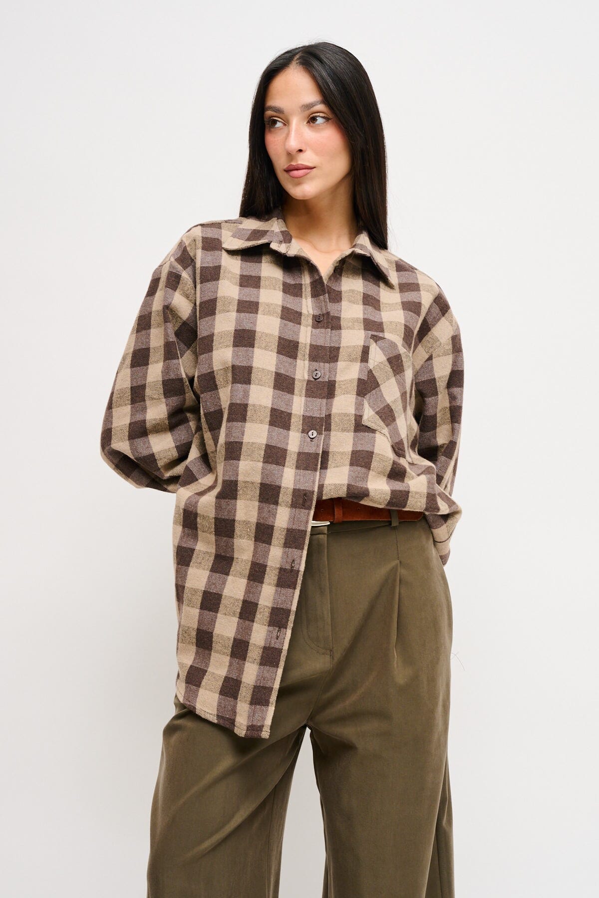 Maryley - Chemise longue à carreaux