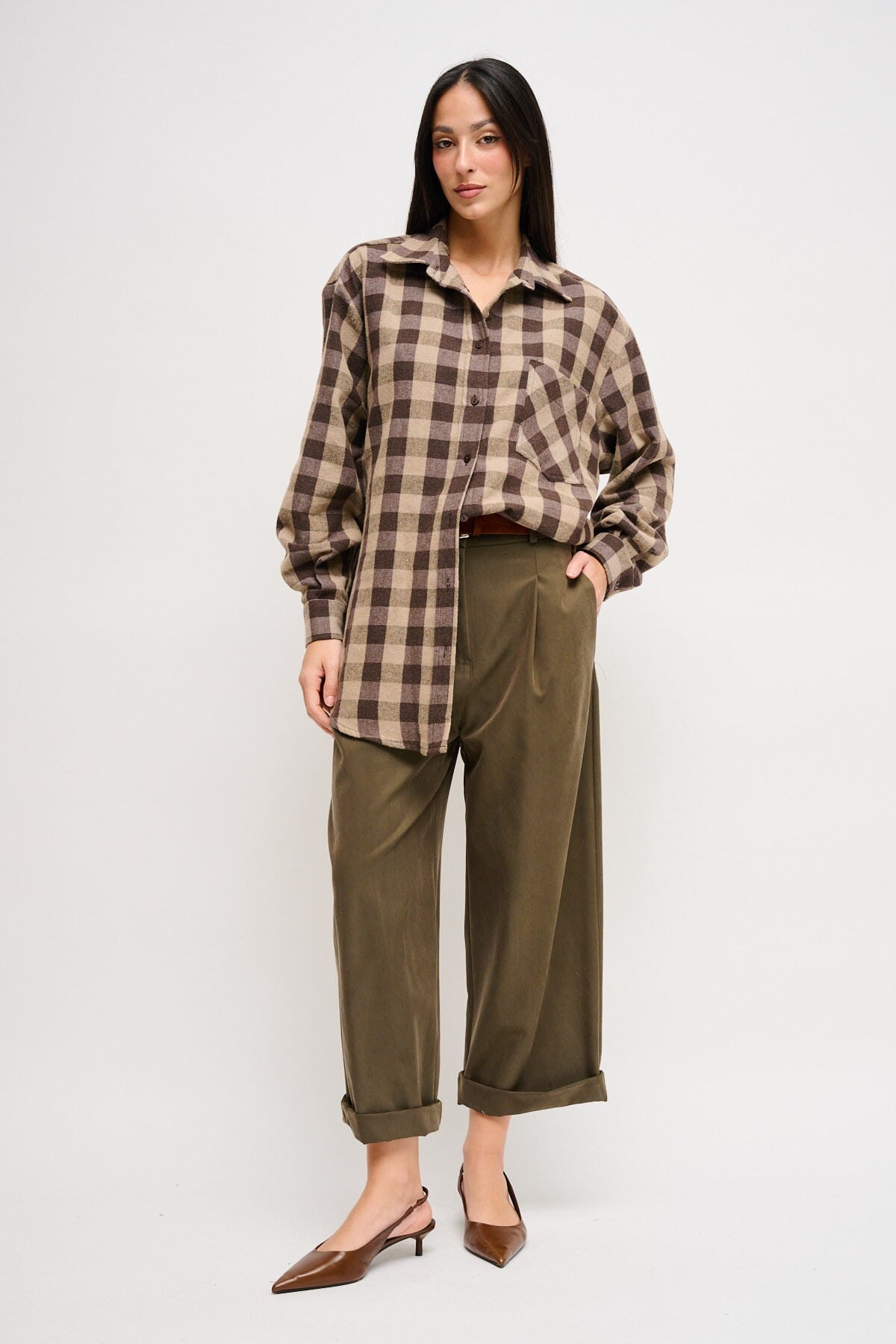 Maryley - Chemise longue à carreaux