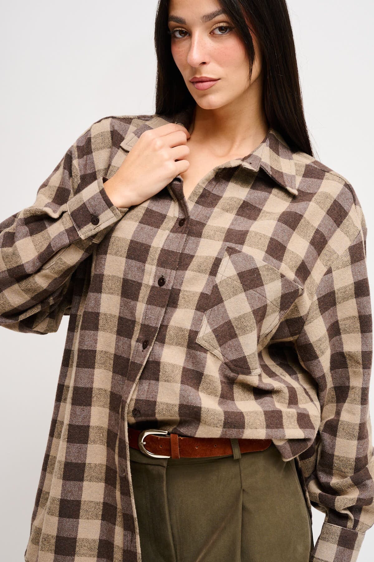 Maryley - Chemise longue à carreaux