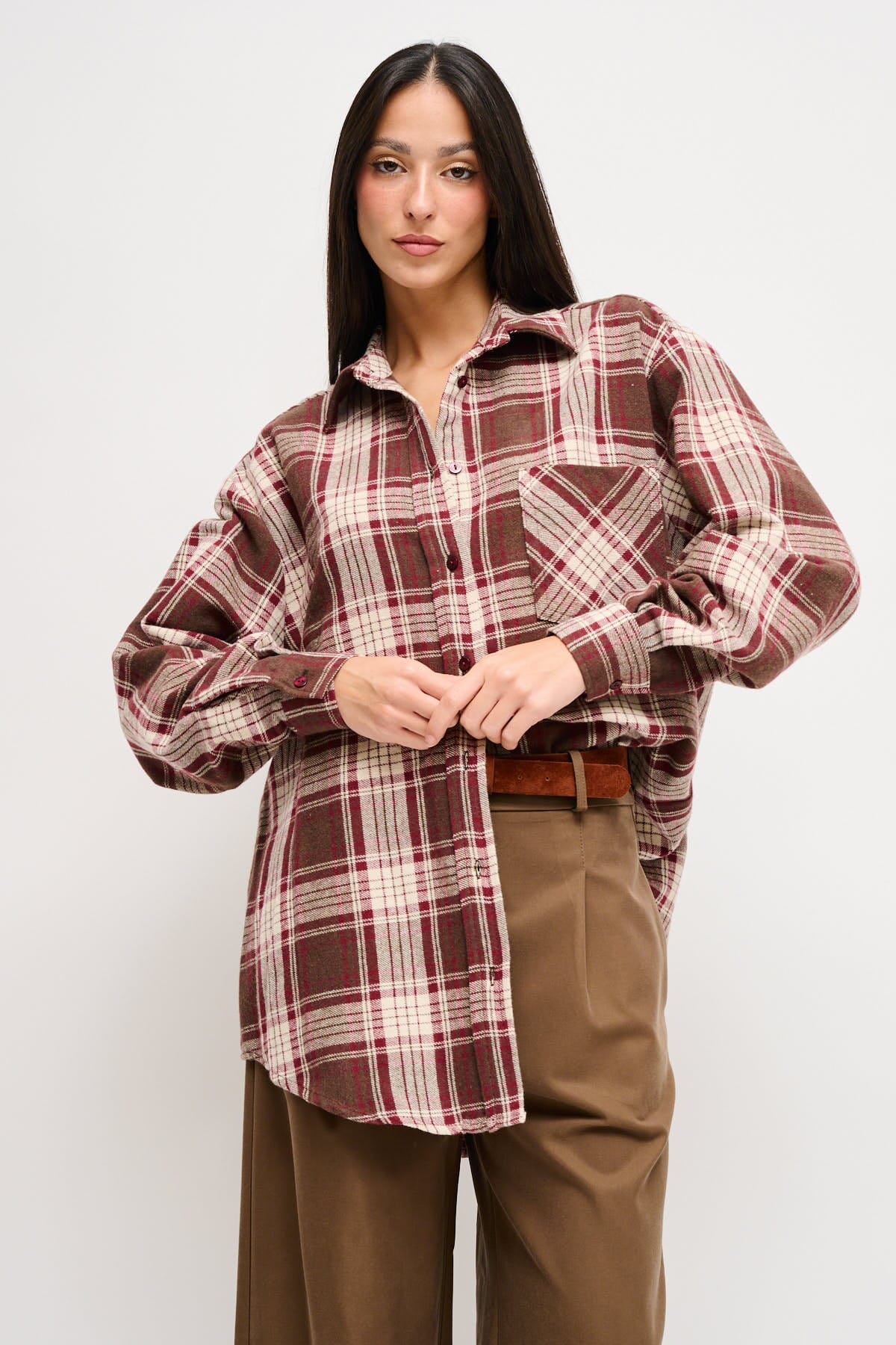 Maryley - Chemise longue à carreaux