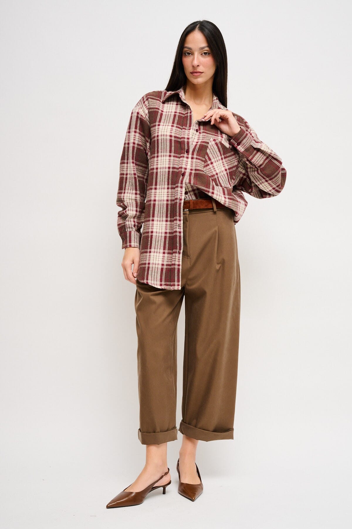 Maryley - Chemise longue à carreaux