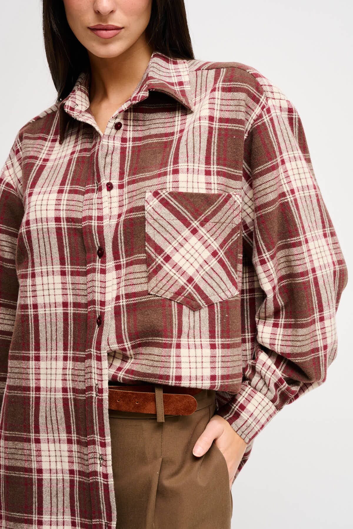 Maryley - Chemise longue à carreaux