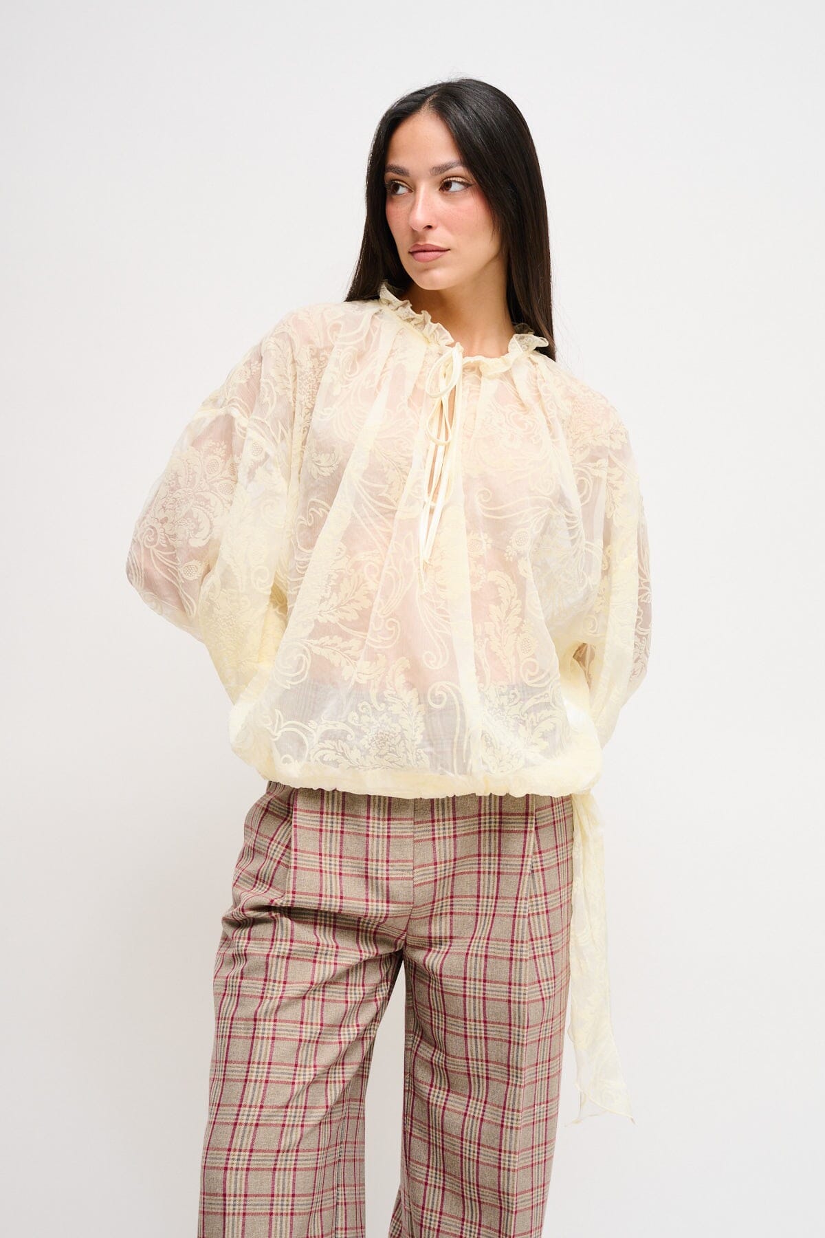 Maryley - Chemisier à motifs semi-transparents