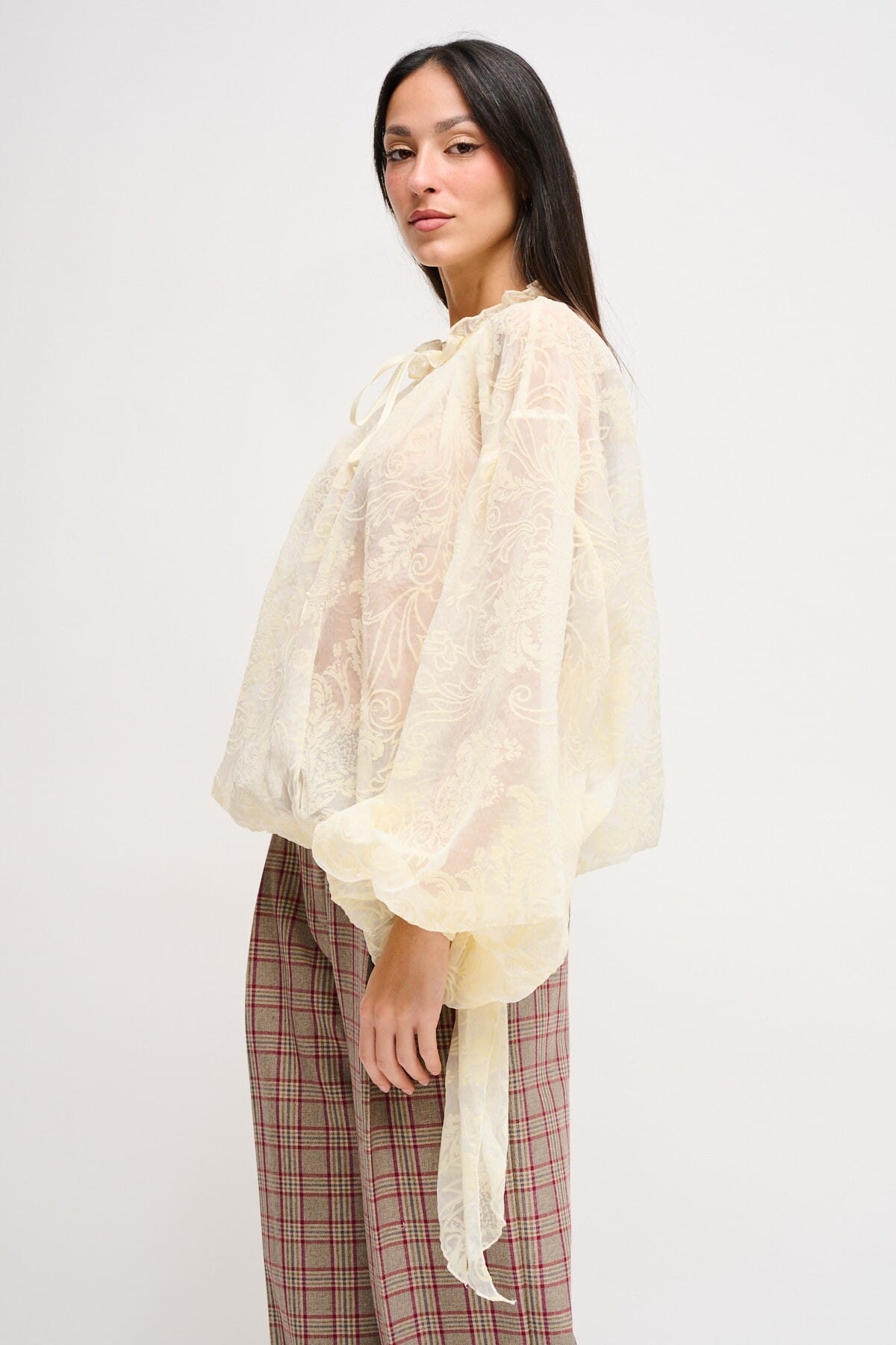 Maryley - Chemisier à motifs semi-transparents