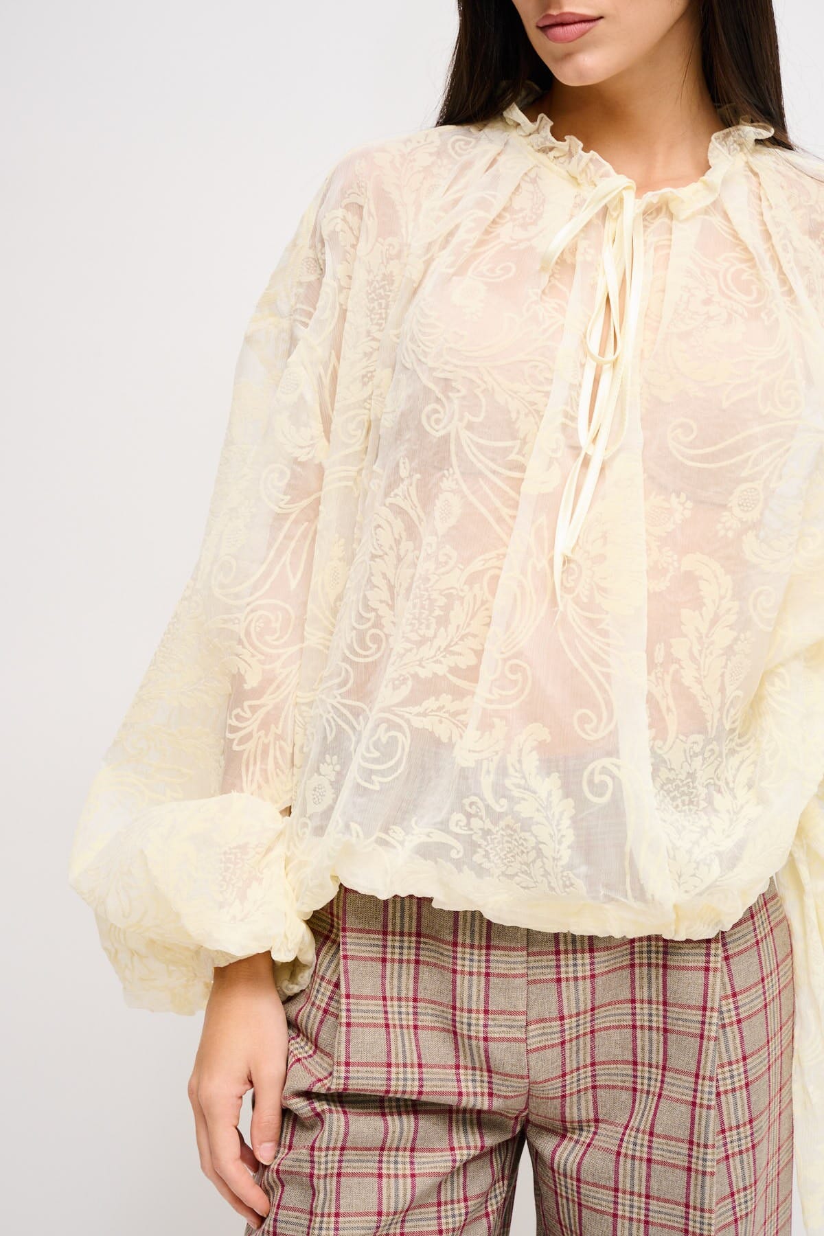 Maryley - Chemisier à motifs semi-transparents