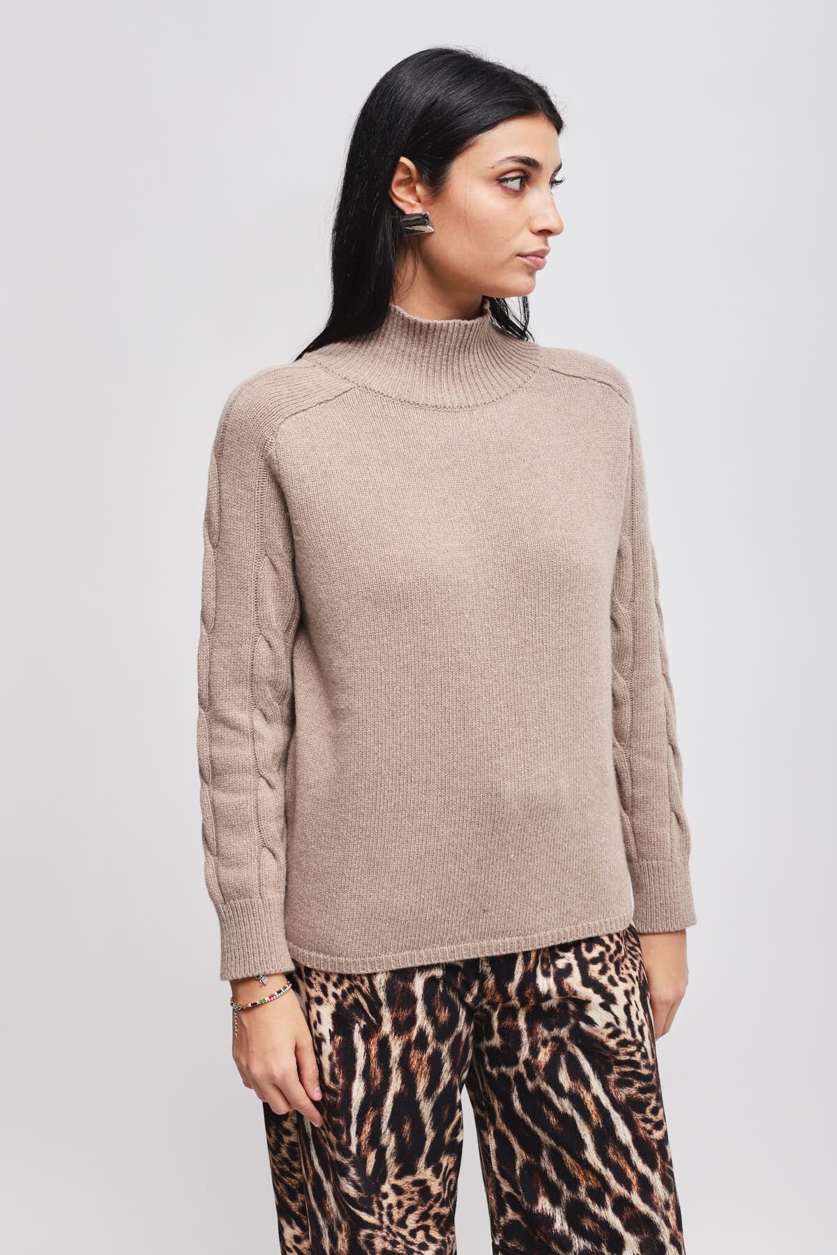 Maryley Back - Pull à col volcan tressé