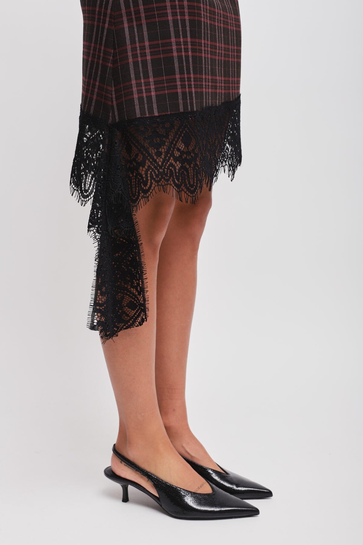 Jupe à carreaux avec dentelle Maryley