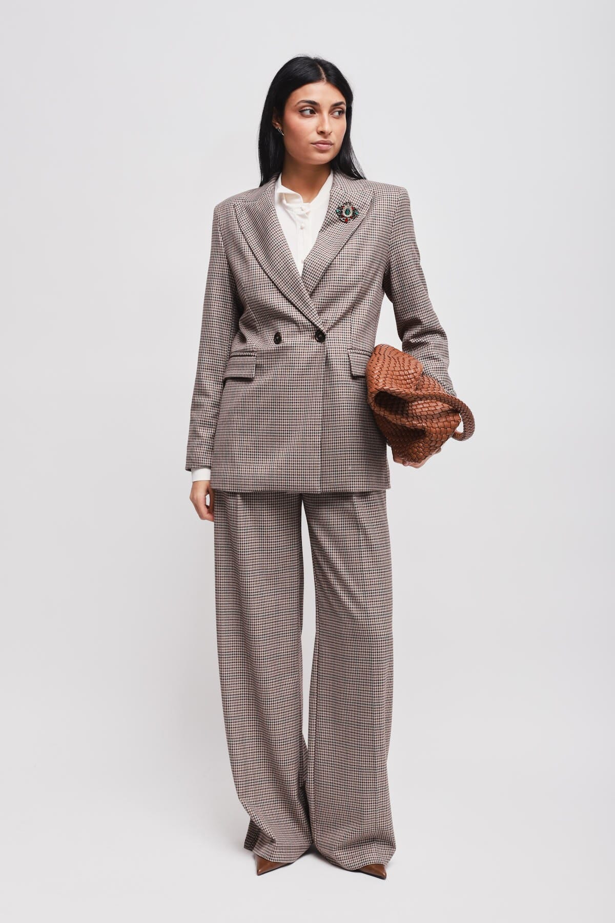 Pantaloni A Palazzo In Pied De Poule Maryley