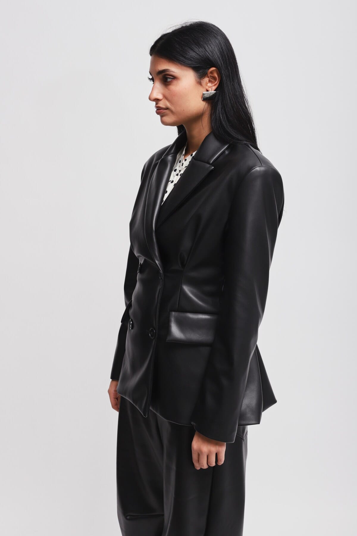 Maryley Faux Leather Double-breasted Jacket