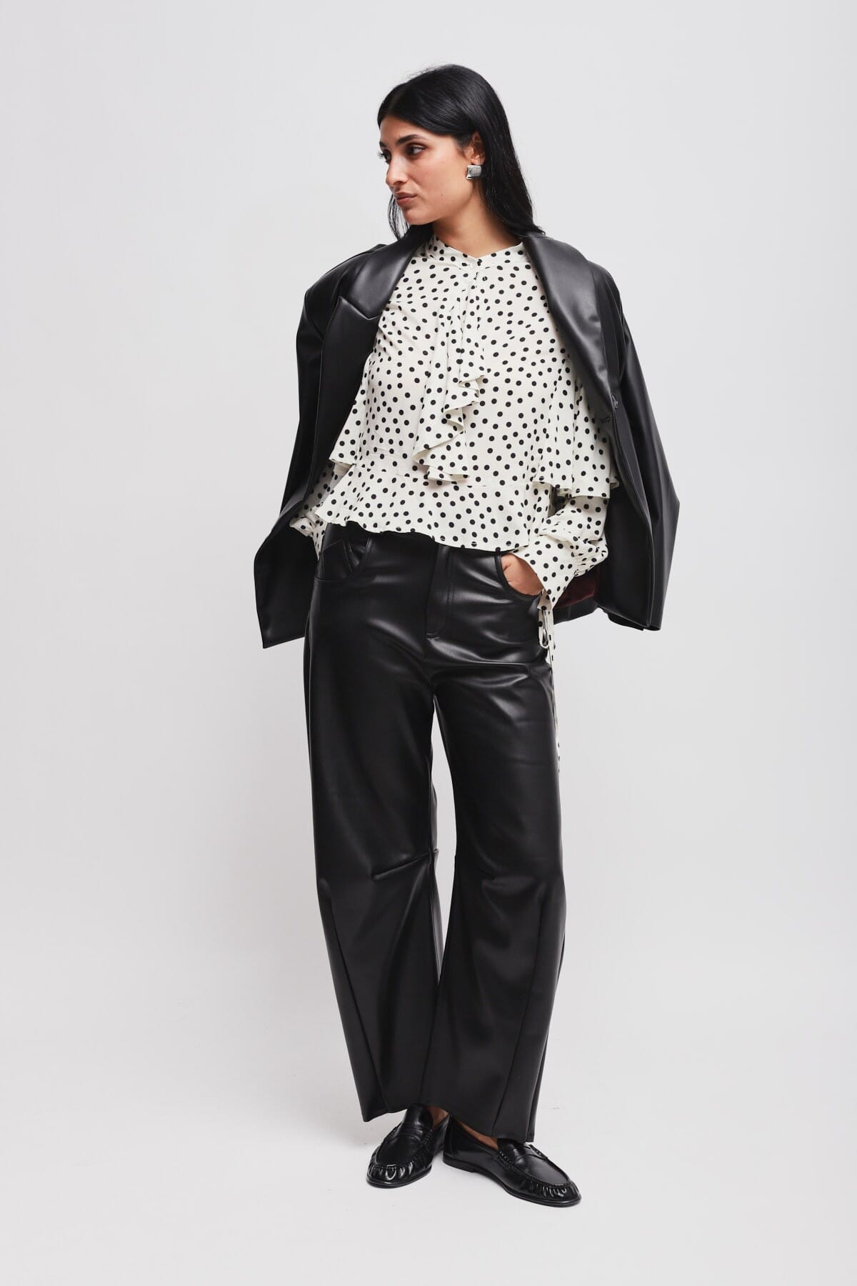 Maryley Faux Leather Double-breasted Jacket