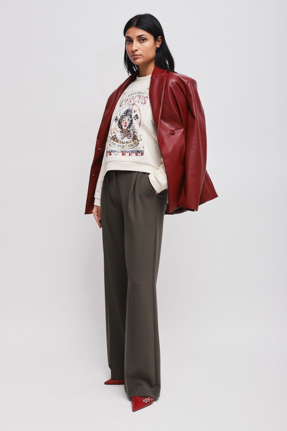 Maryley Faux Leather Double-breasted Jacket