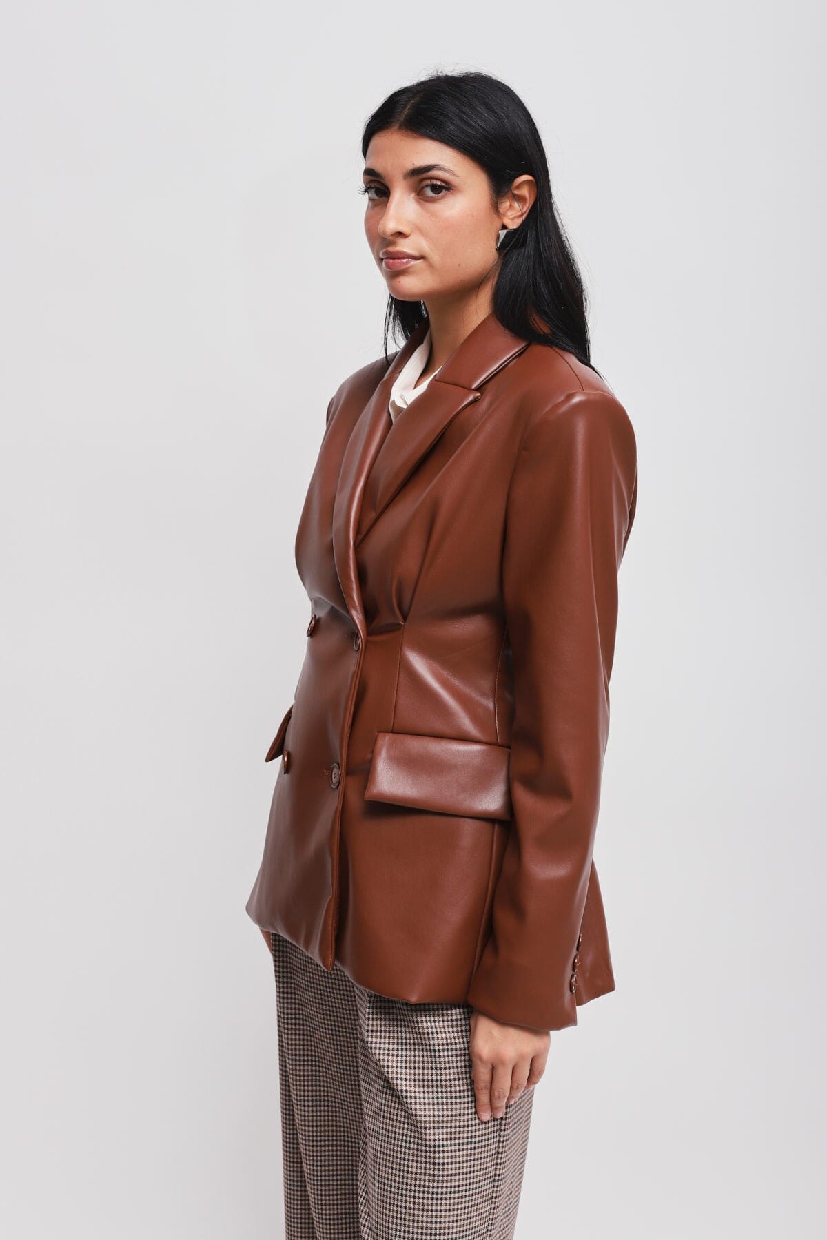 Maryley Faux Leather Double-breasted Jacket