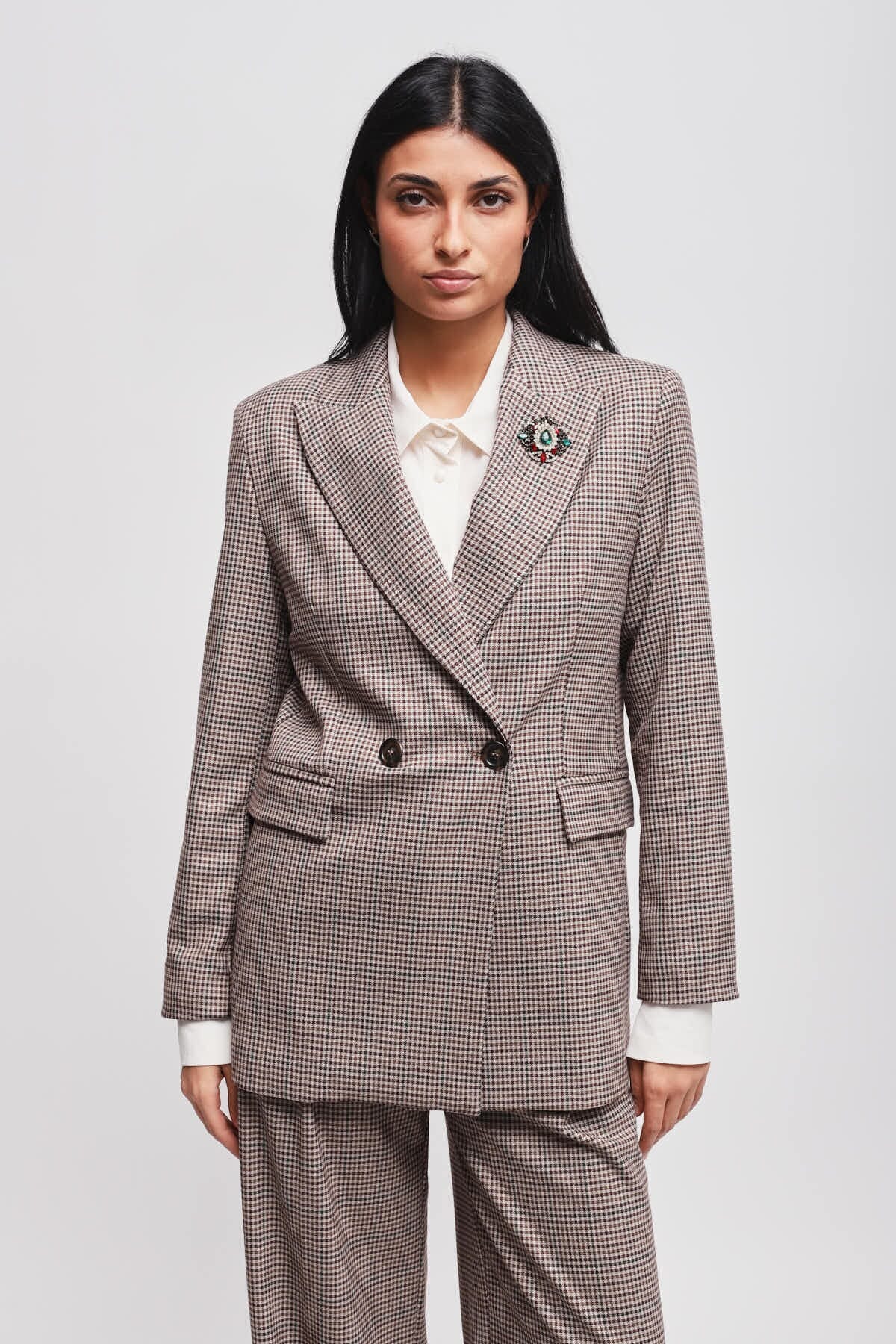 Giacca Pied De Poule Con Spilla Maryley