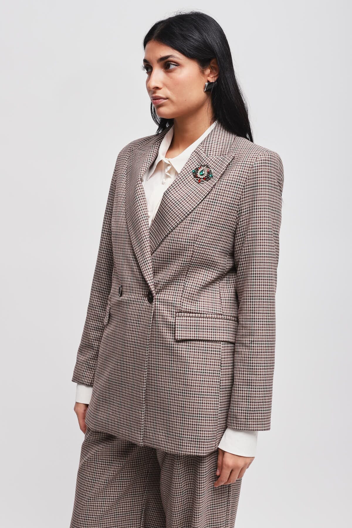 Giacca Pied De Poule Con Spilla Maryley