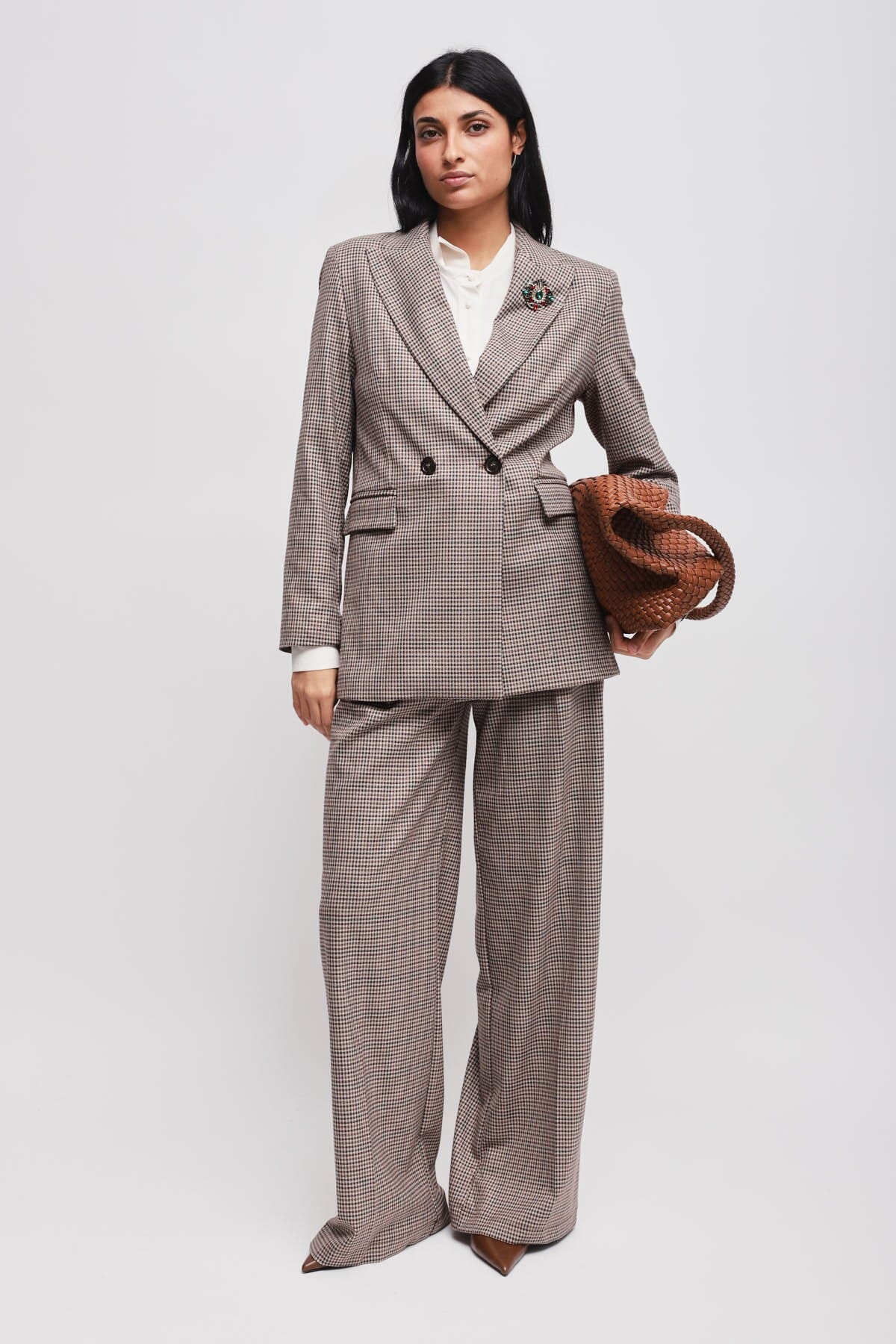 Giacca Pied De Poule Con Spilla Maryley