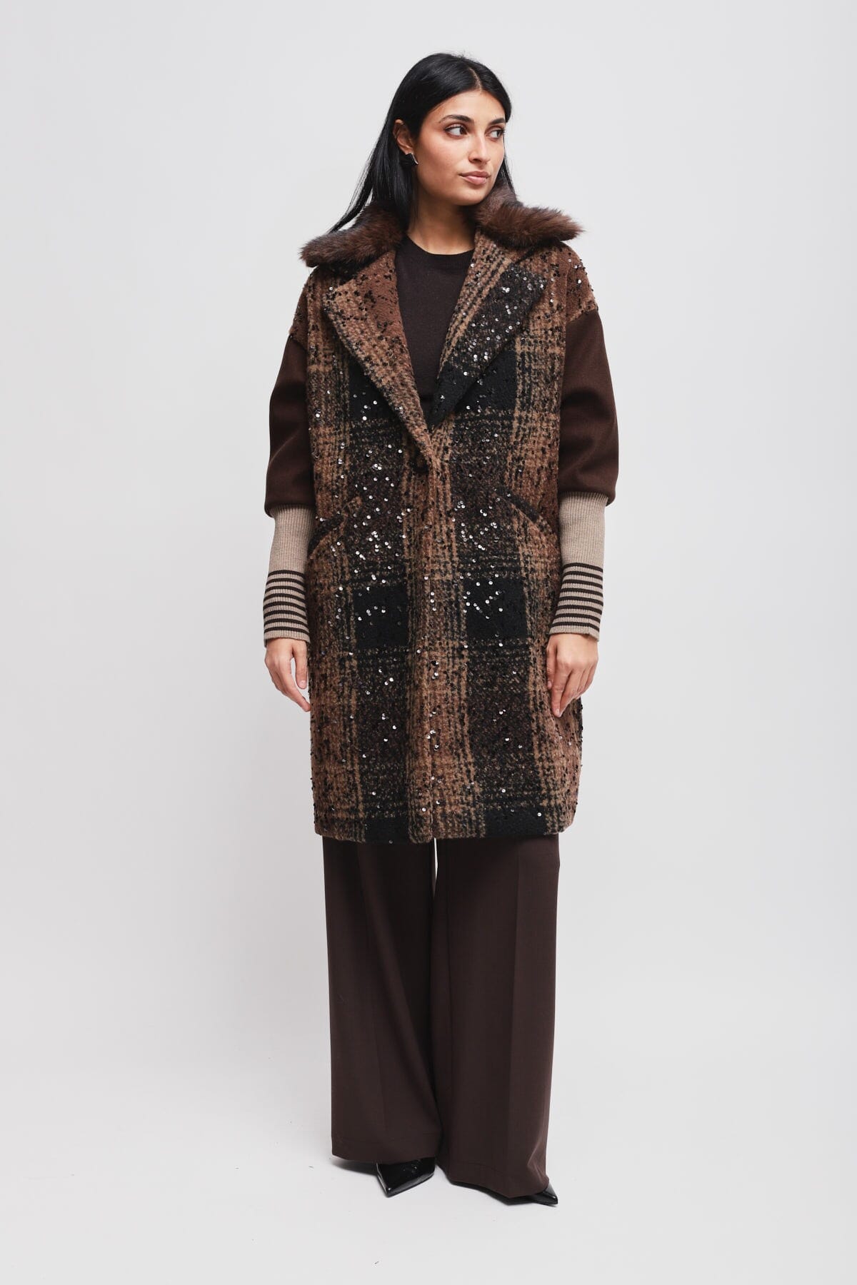 Maryley Over Coat With Sequins