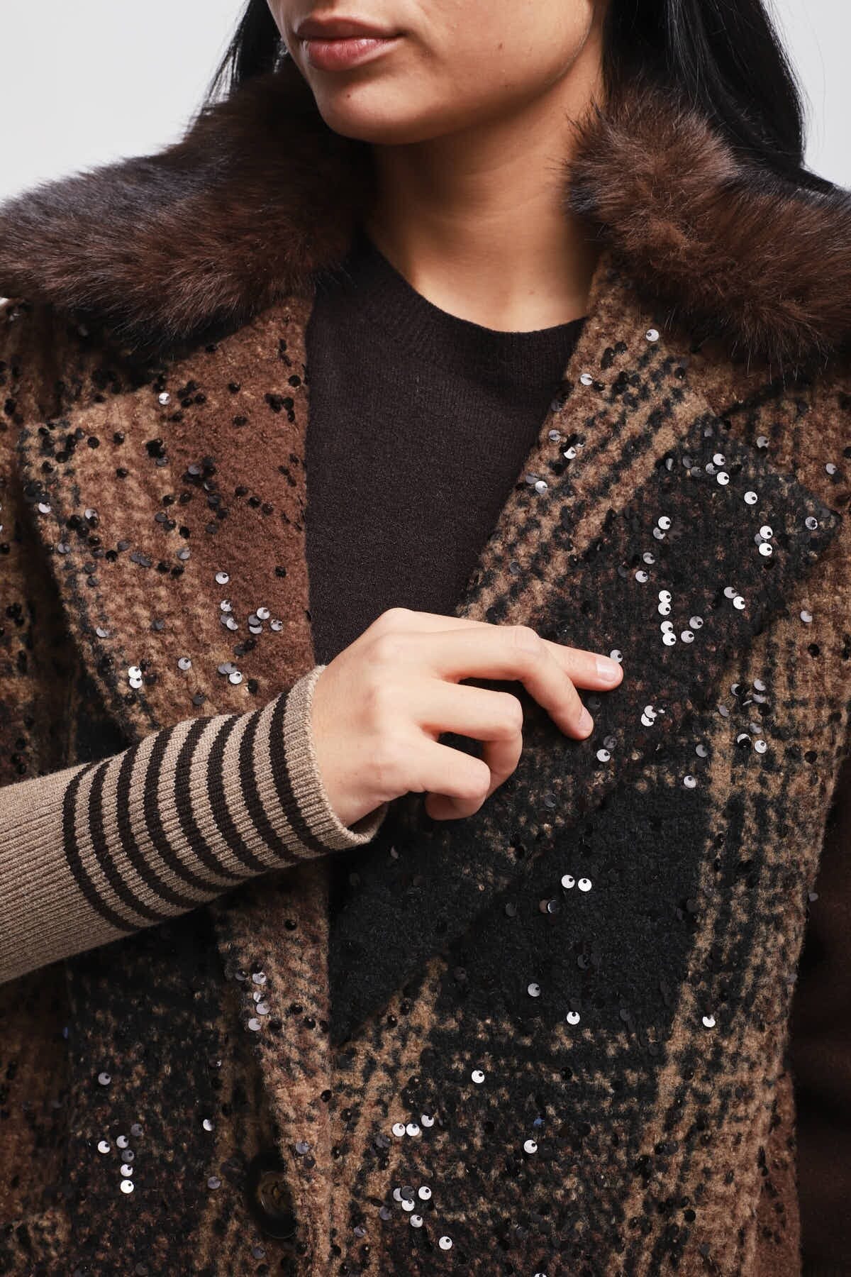 Maryley Over Coat With Sequins