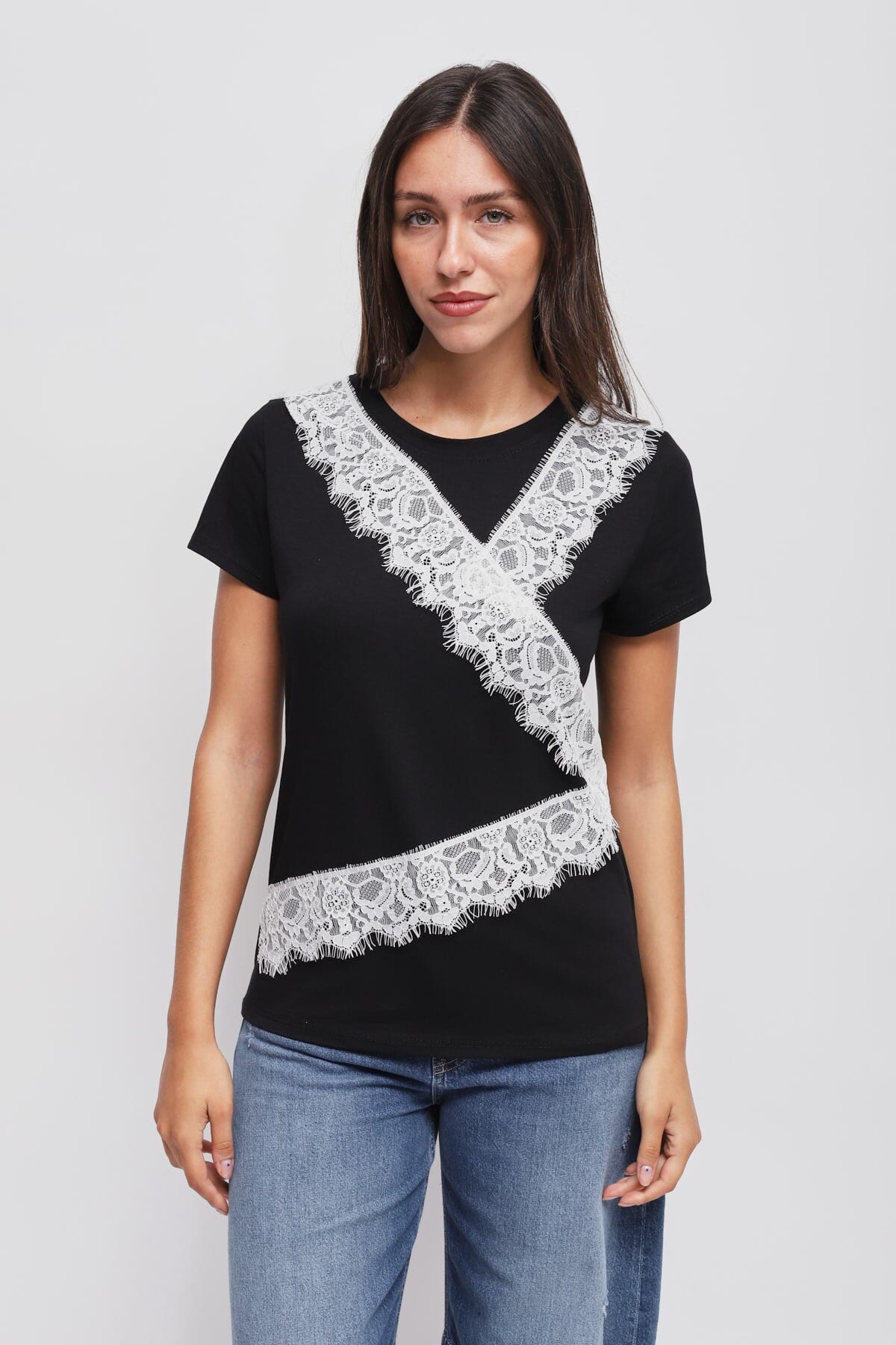 T-Shirt Con Dettagli In Pizzo Maryley