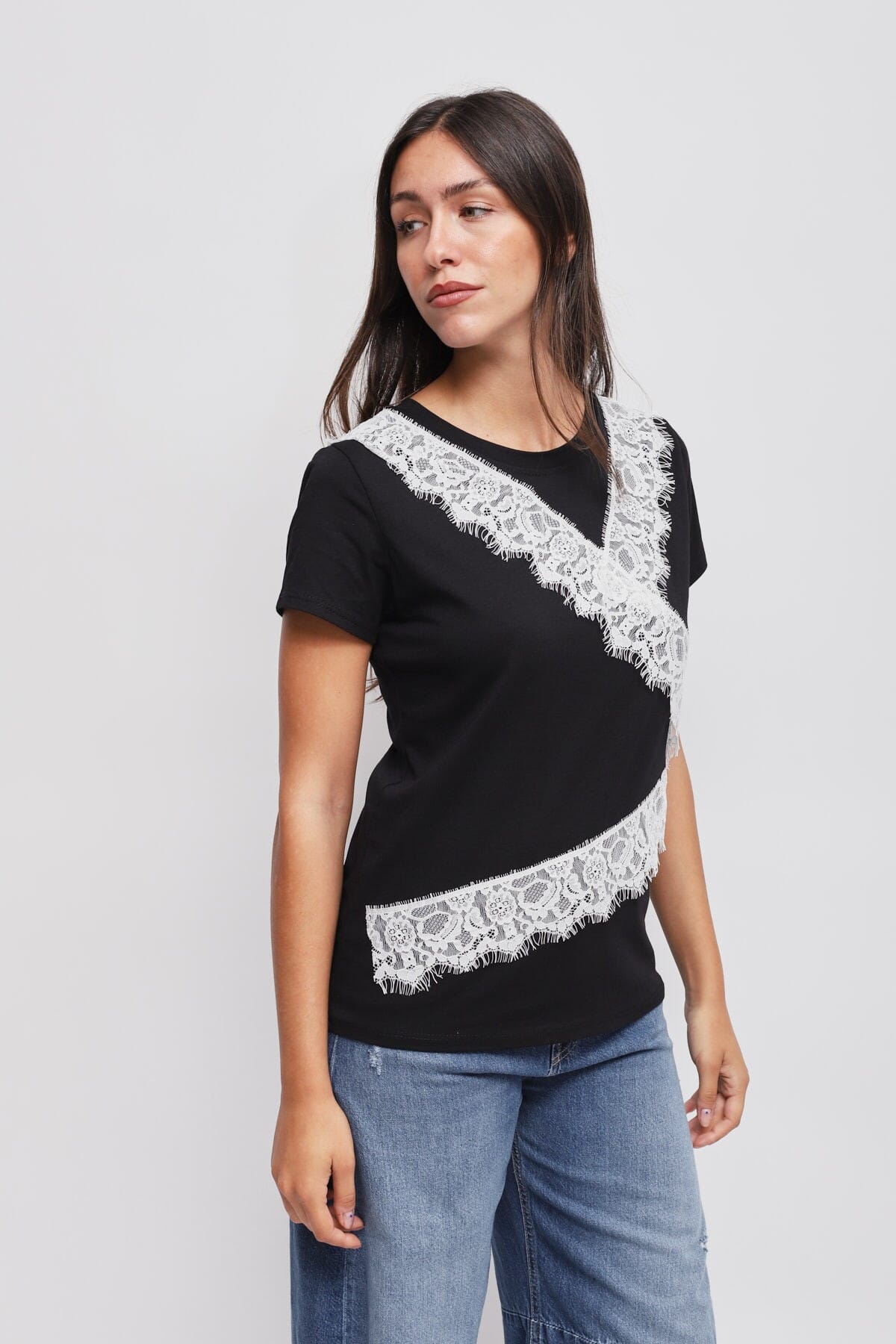 T-Shirt Con Dettagli In Pizzo Maryley