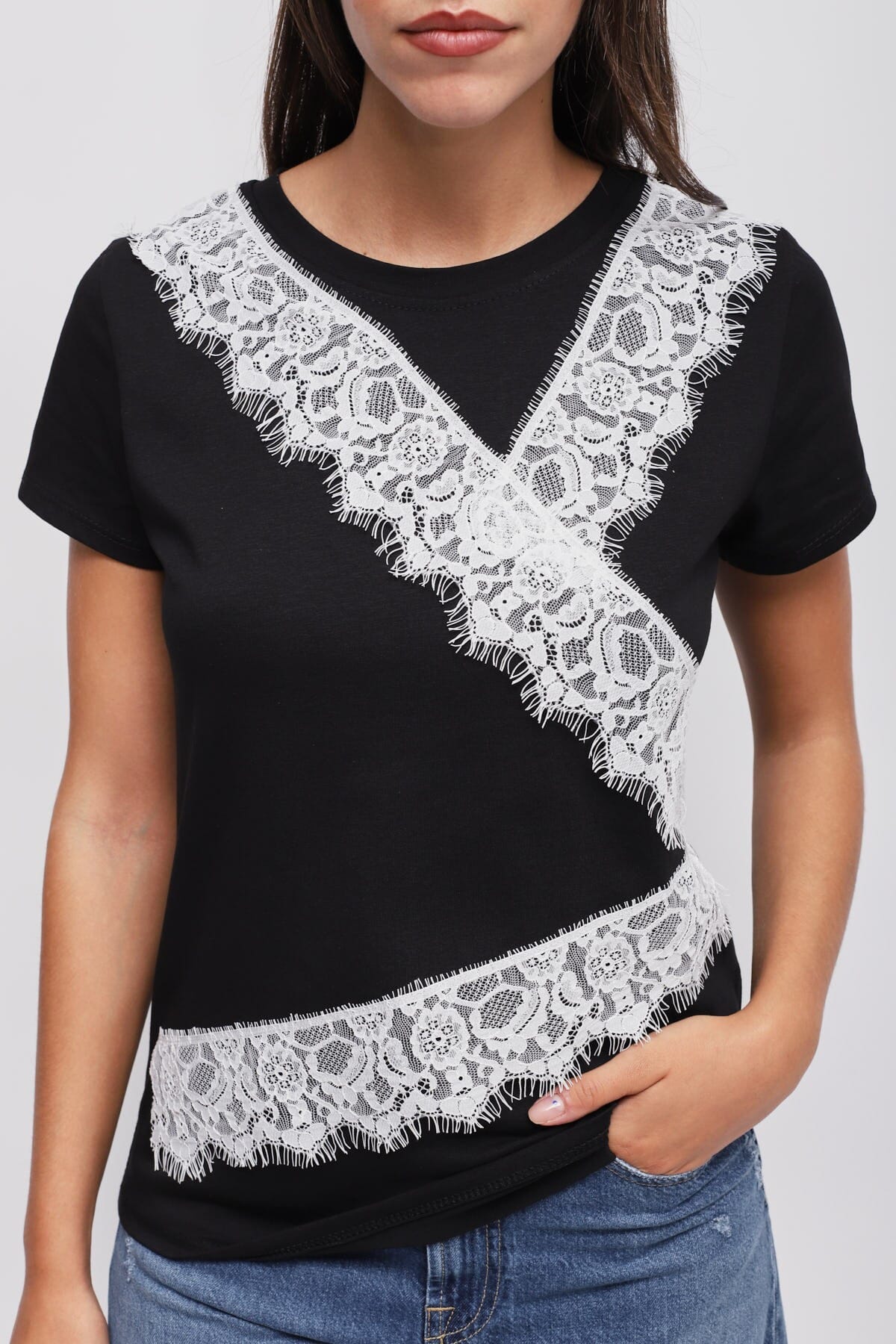 T-Shirt Con Dettagli In Pizzo Maryley