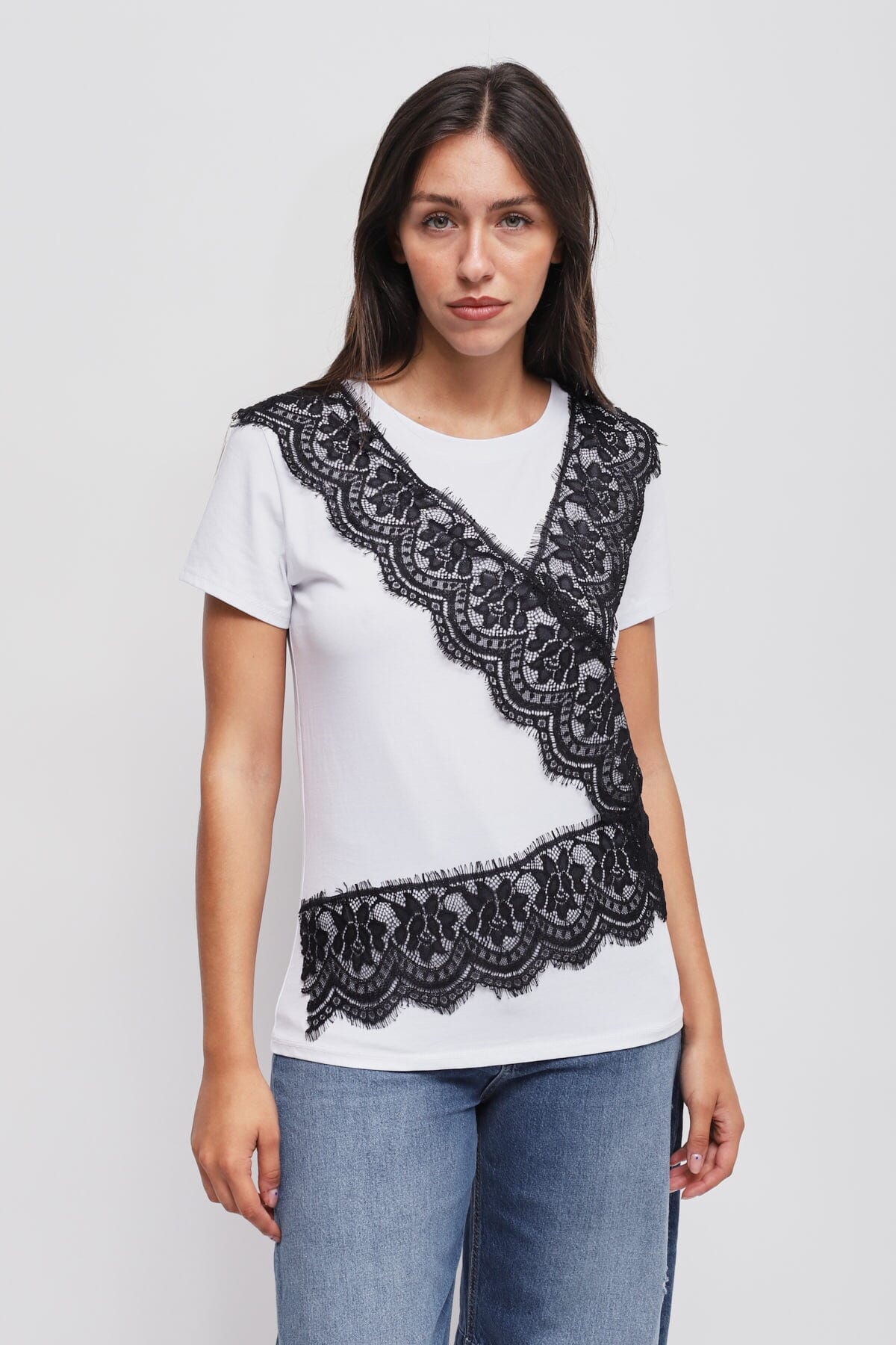 T-Shirt Con Dettagli In Pizzo Maryley
