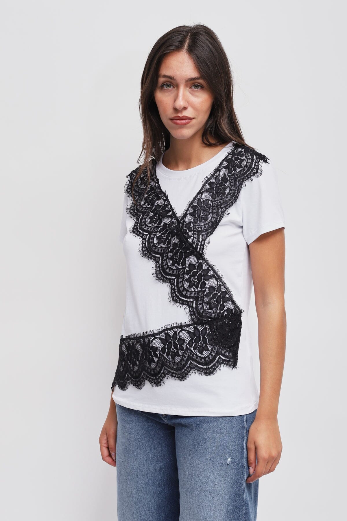 T-Shirt Con Dettagli In Pizzo Maryley