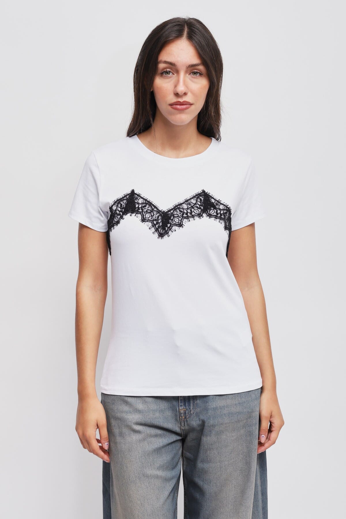 T-Shirt Con Applicazioni In Pizzo Maryley