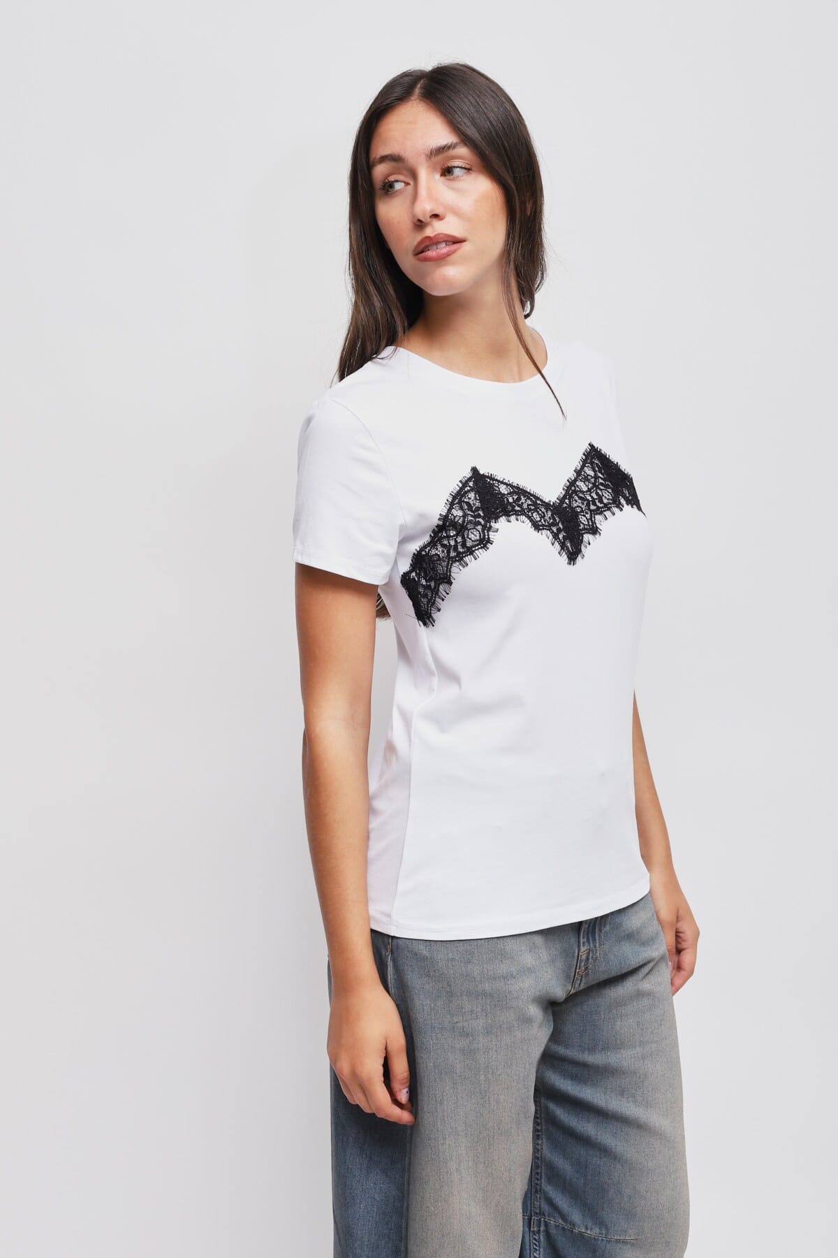 T-Shirt Con Applicazioni In Pizzo Maryley