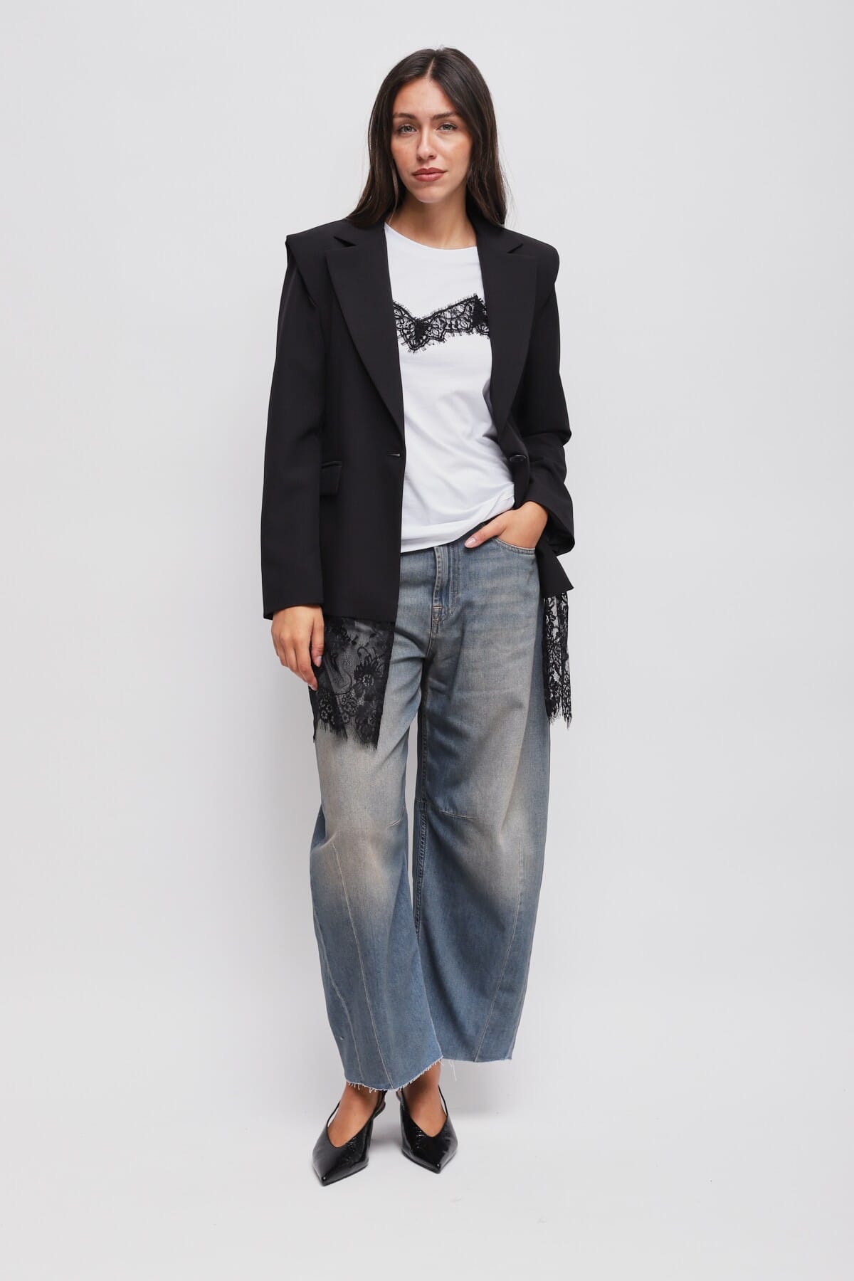 T-Shirt Con Applicazioni In Pizzo Maryley