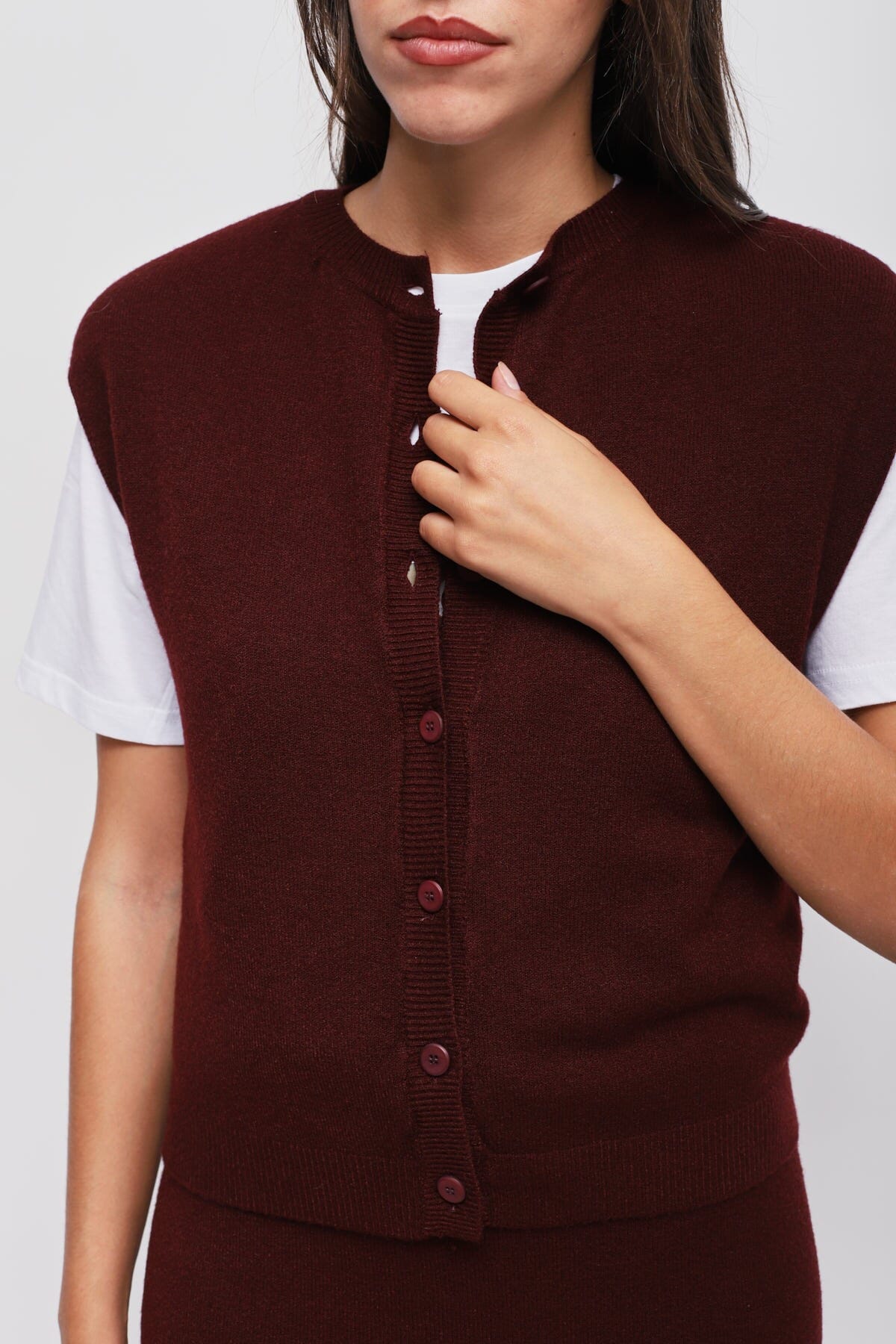 Maryley Knitted Vest With Padded Shoulders